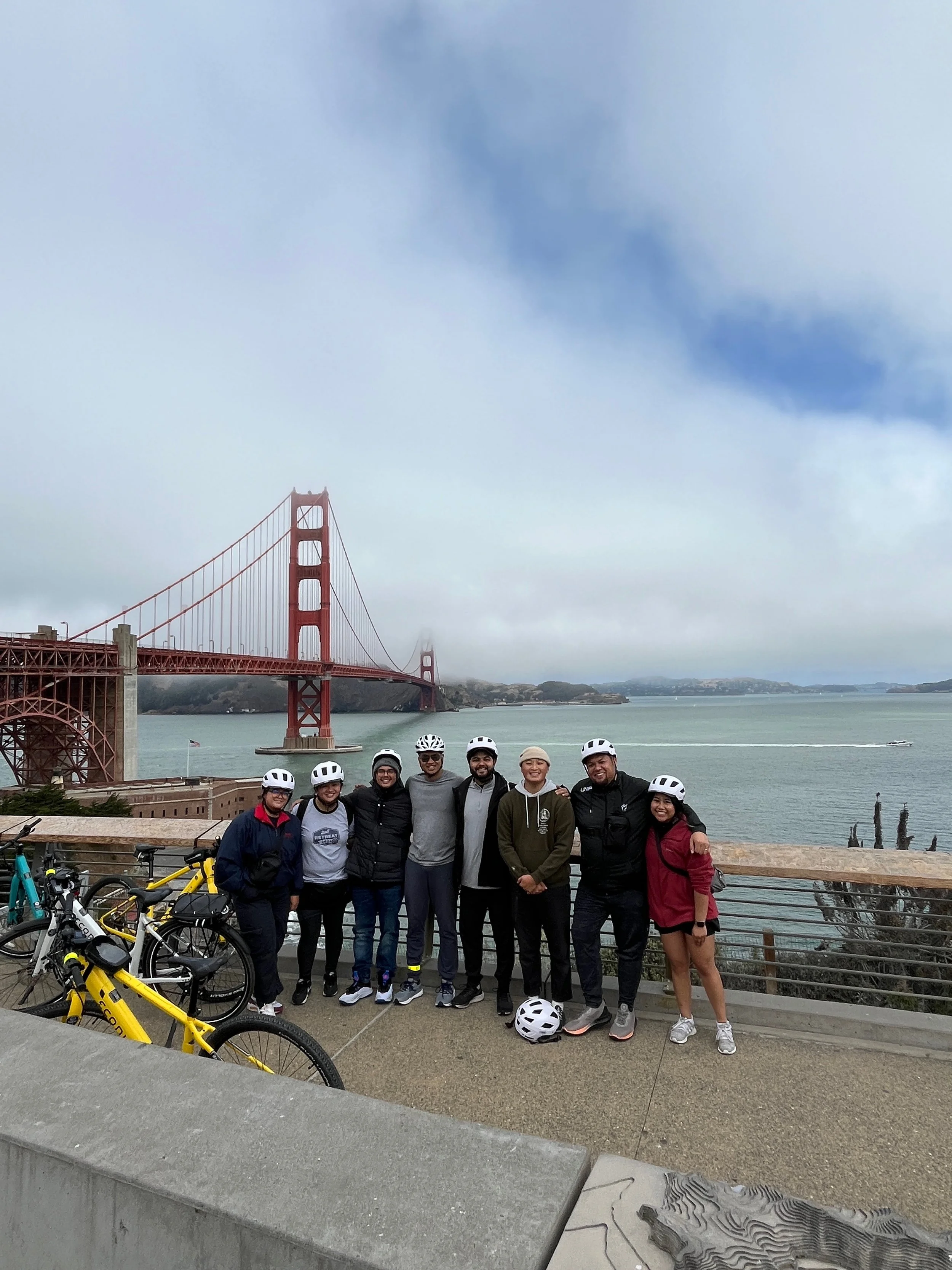 Ride across the Golden Gate Bridge for a fun group experience