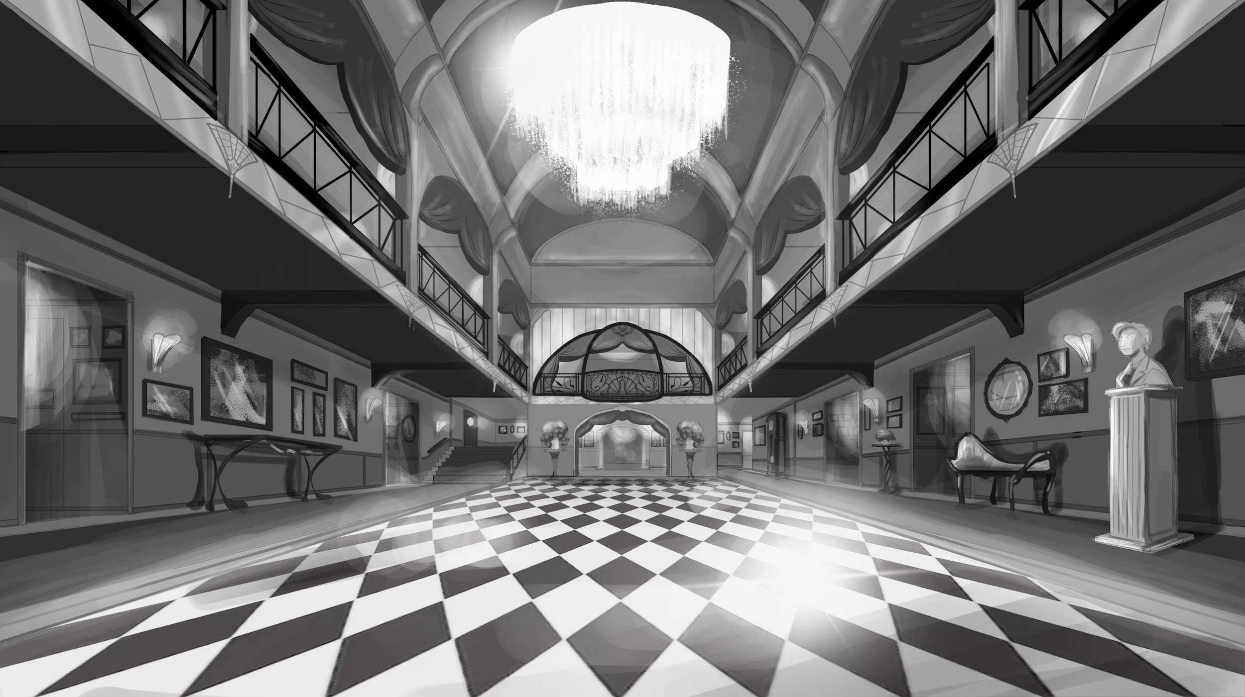 Entrance Hall Environment Grayscale