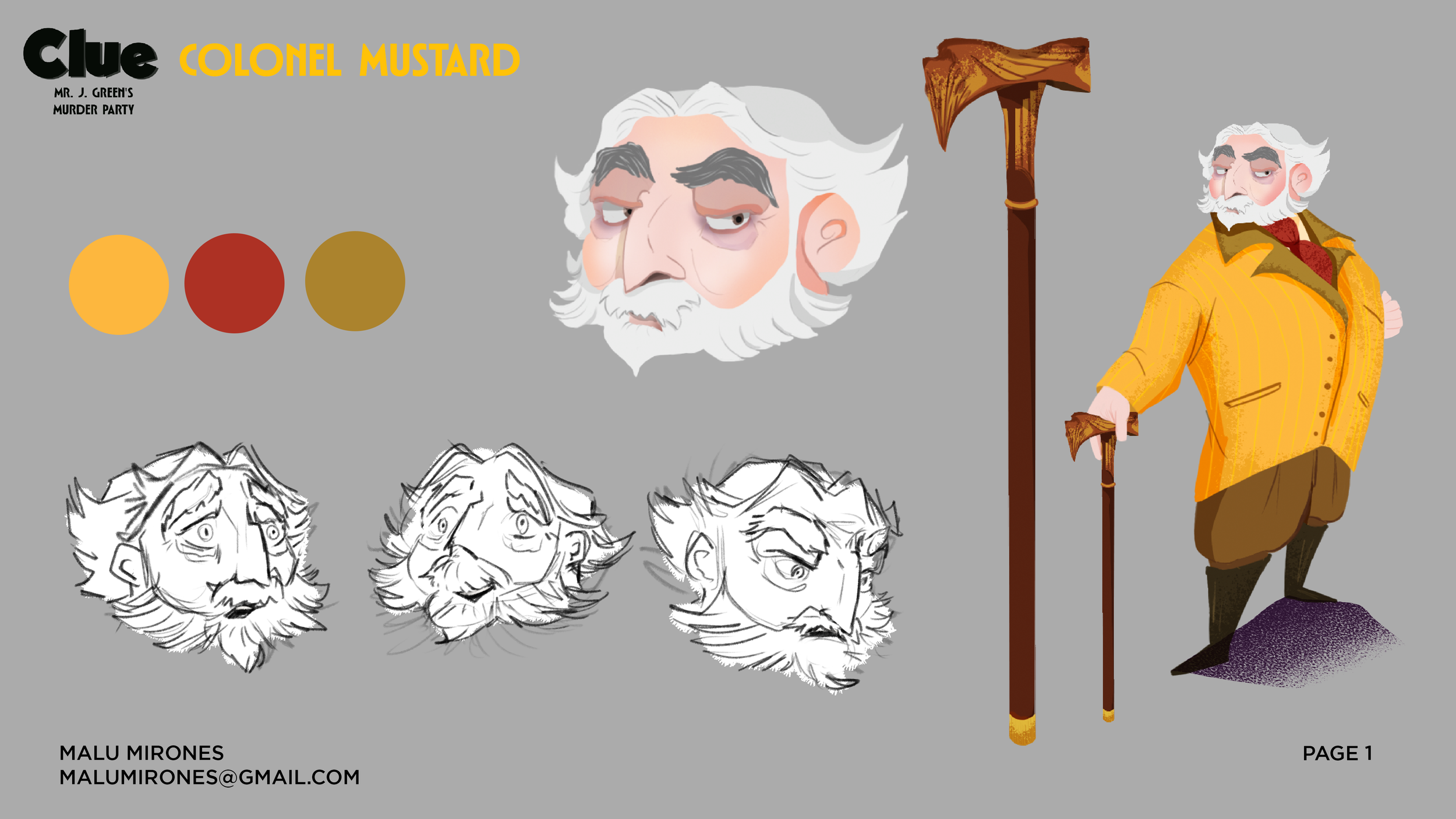 Colonel Mustard character and prop design