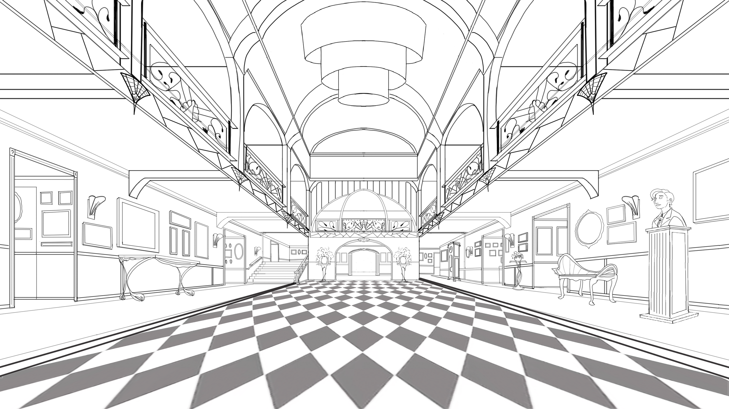 Entrance Hall Environment Line Art