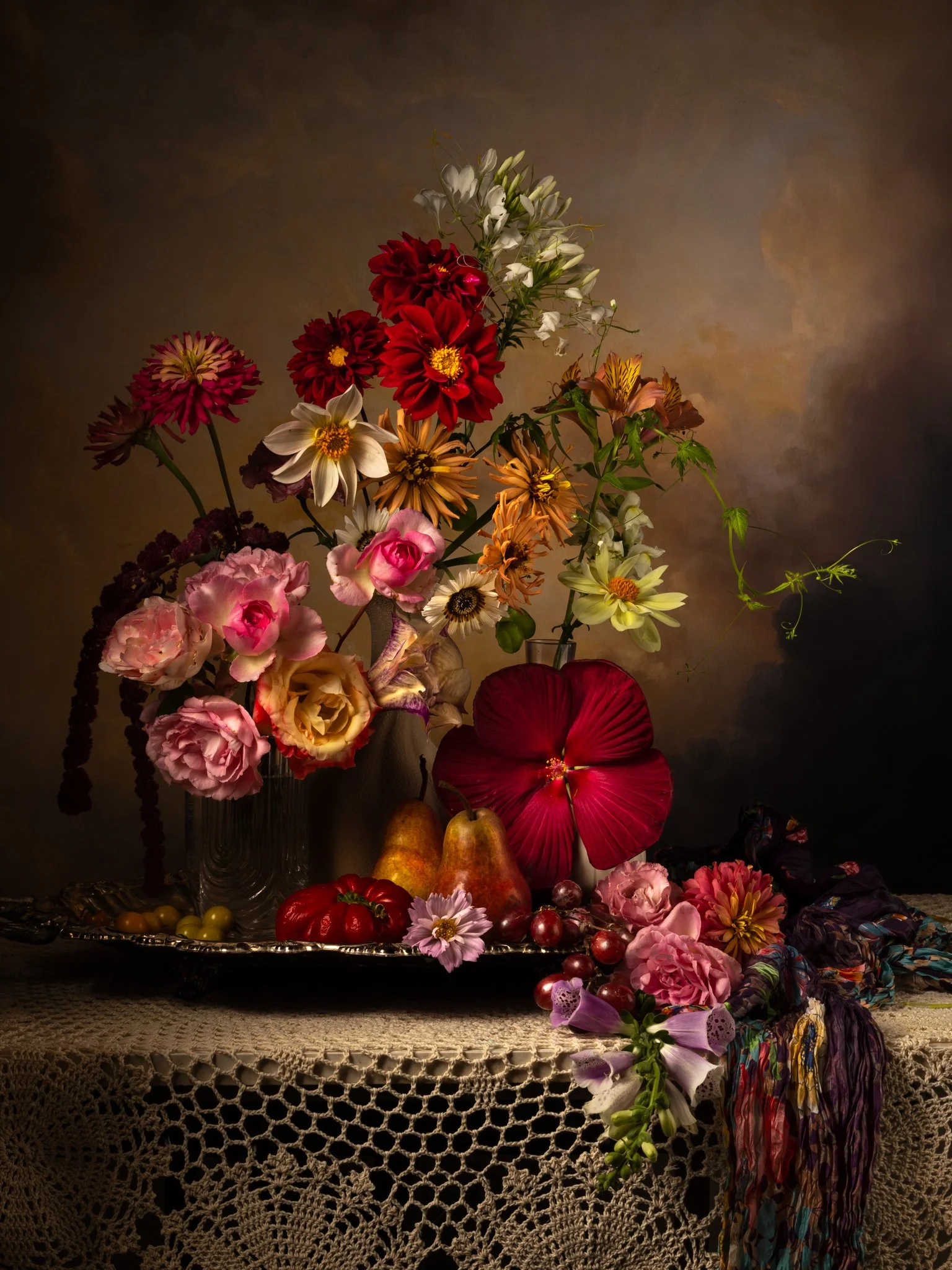 Dahlias Roses and Hibiscus