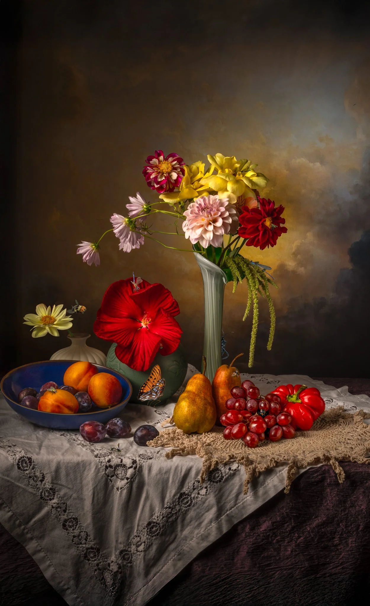 Grapes, Dahlias and Twelve Bugs