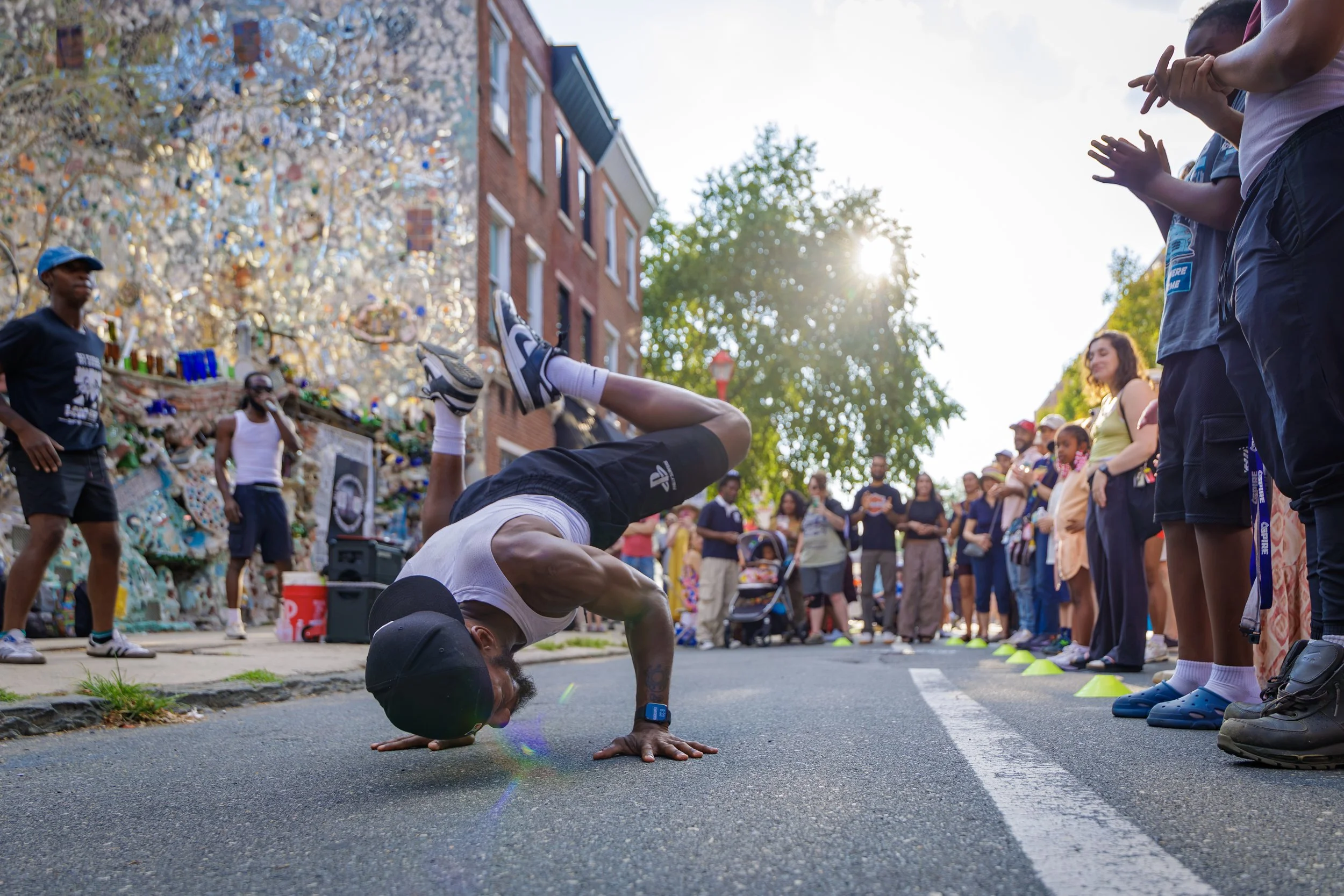 Breakdancer performing at a Philadelphia community event