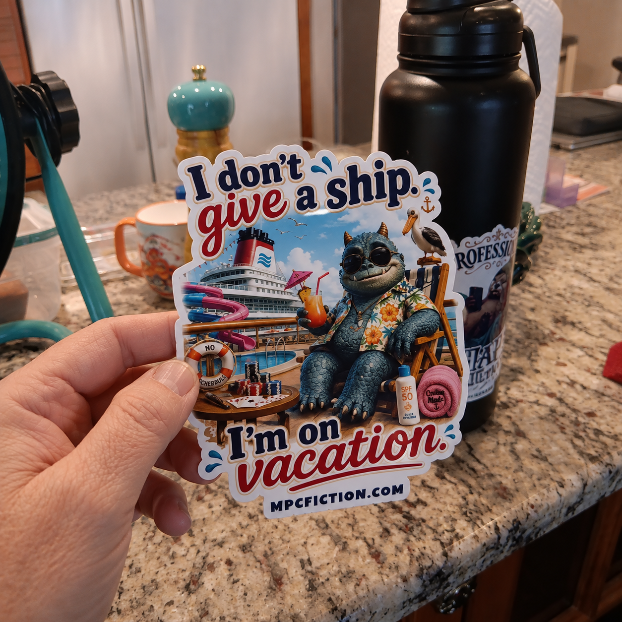 I Don't Give a Ship Funny Cruise Vinyl Sticker | Waterproof Decal