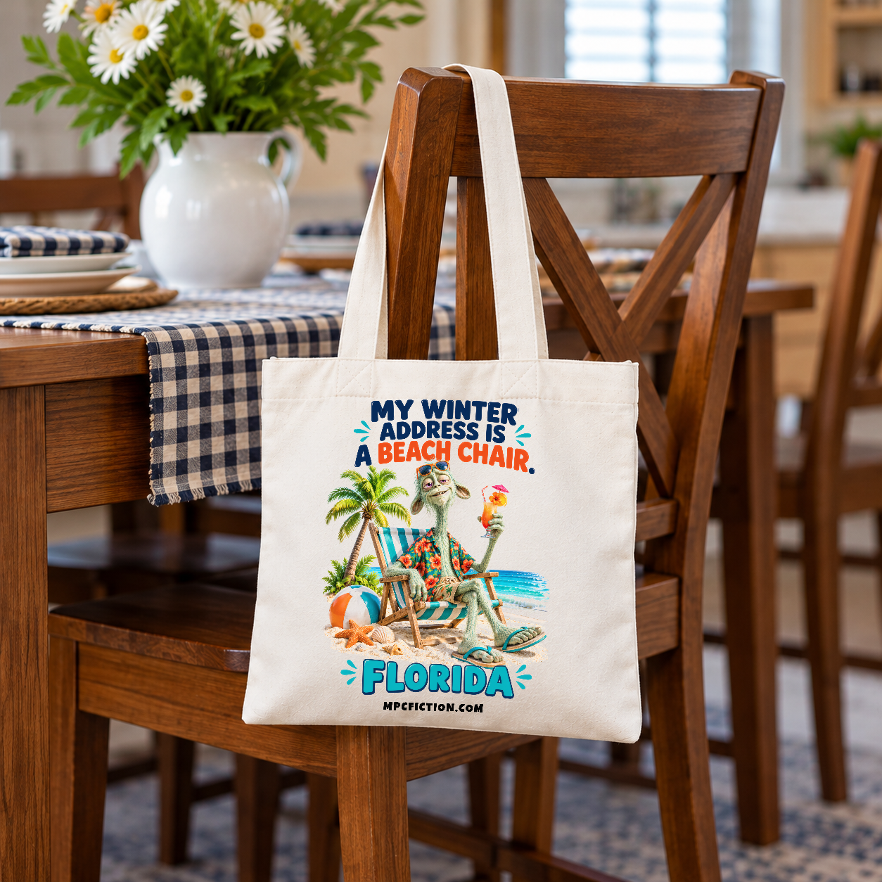 My Winter Address Is Florida Funny Snowbird Tote Bag – 13x13 Reusable Bag