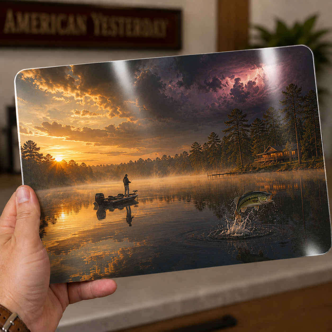 Between Storms – Bass Fishing Metal Wall Art & Lake House Fishing Decor