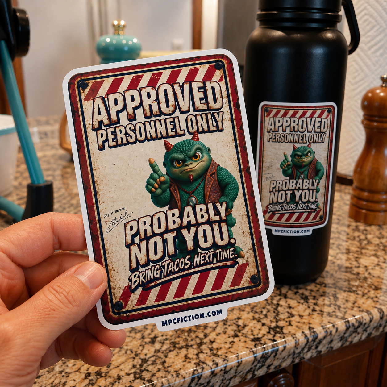 Approved Personnel Only Funny Taco Sticker | Oversized Sarcastic Vinyl Decal