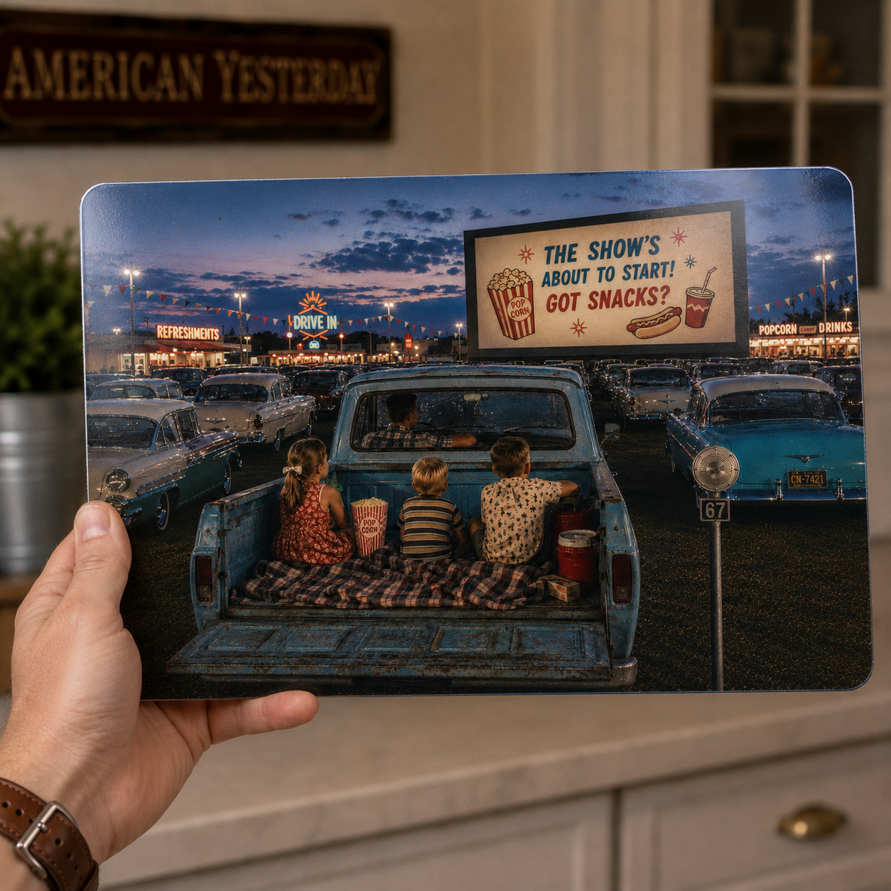 Under The Big Screen – Vintage Drive-In Movie Metal Wall Art