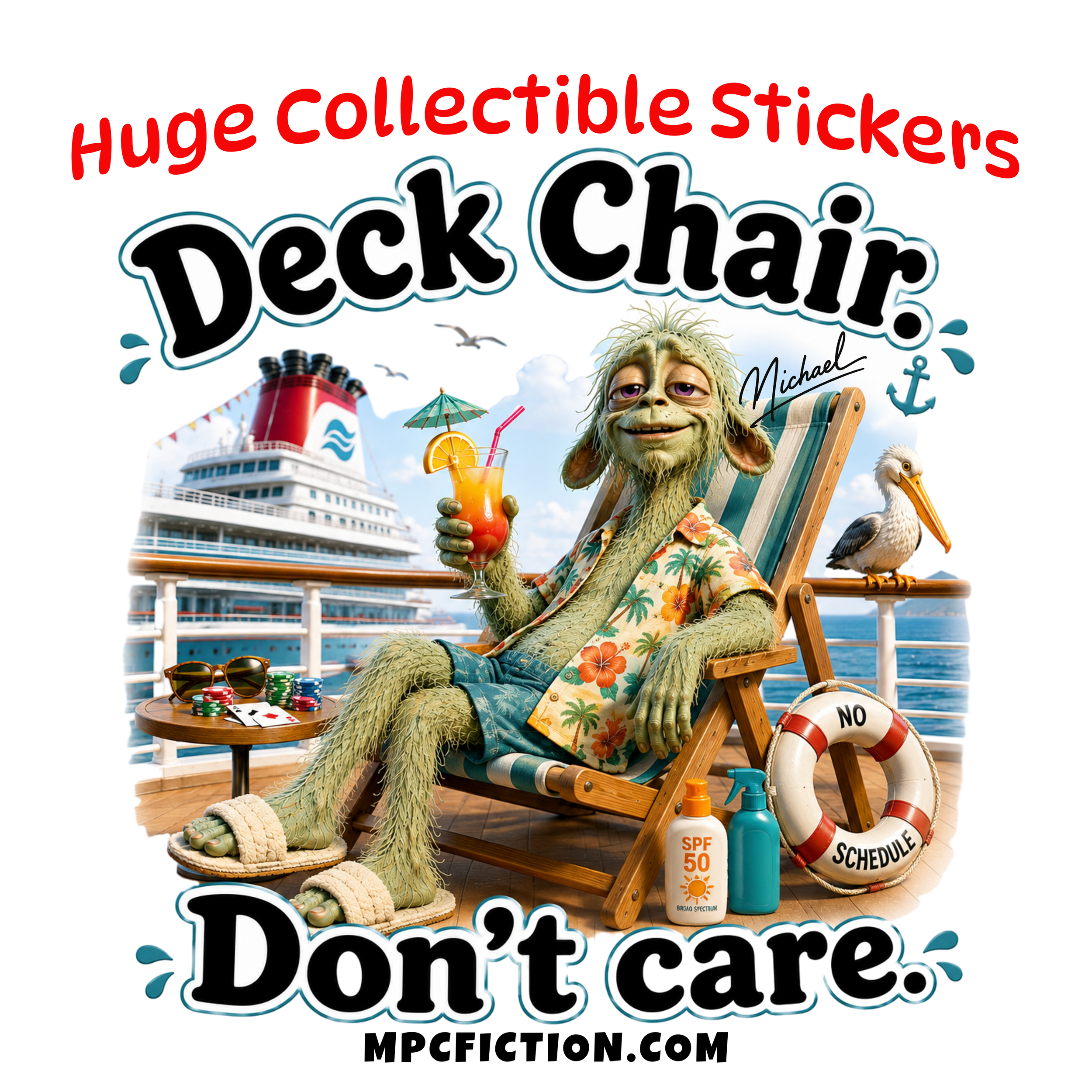 Deck Chair Don't Care cruise vinyl sticker