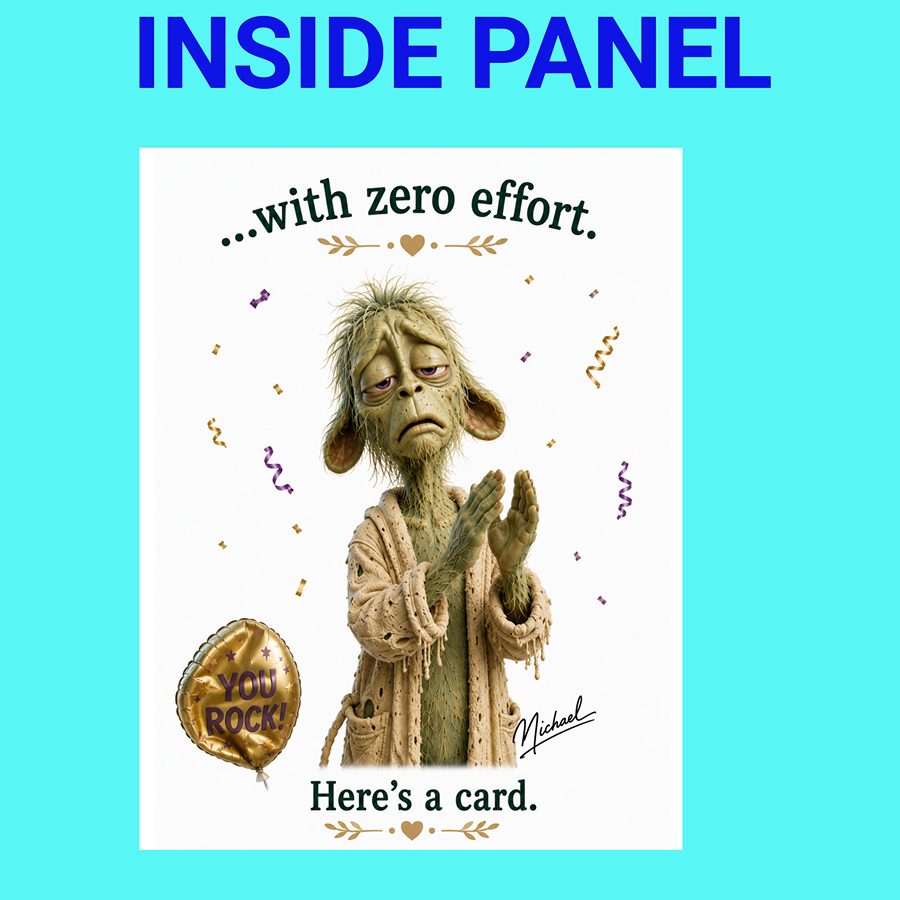 Funny congratulations gift card with sarcastic humor.