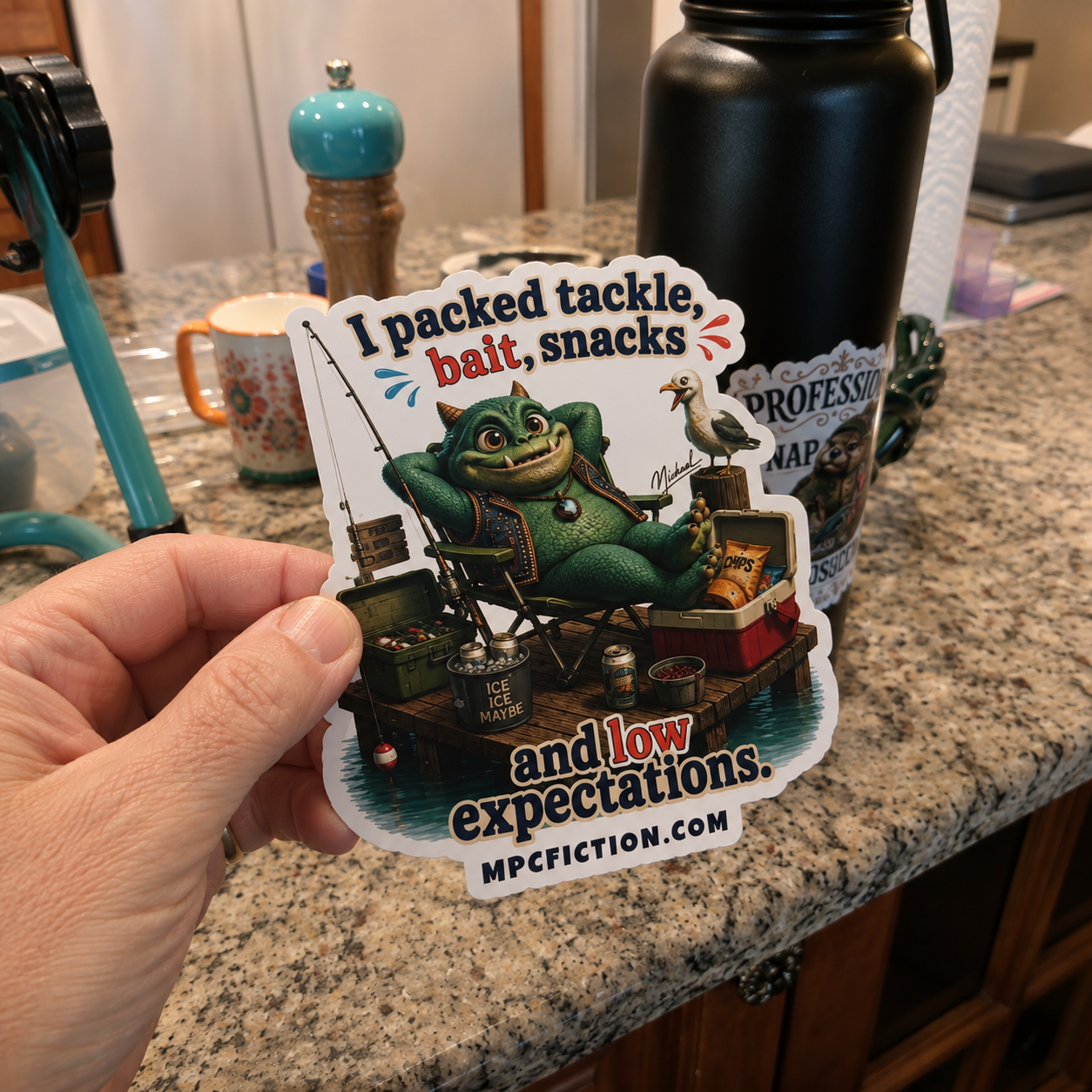 Low Expectations Funny Fishing Vinyl Sticker | Waterproof Decal