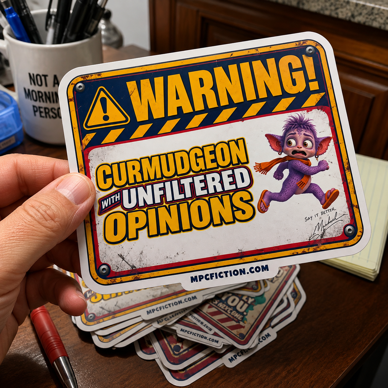 Funny Curmudgeon Sticker | Warning: Unfiltered Opinions | Huge Vinyl Decal
