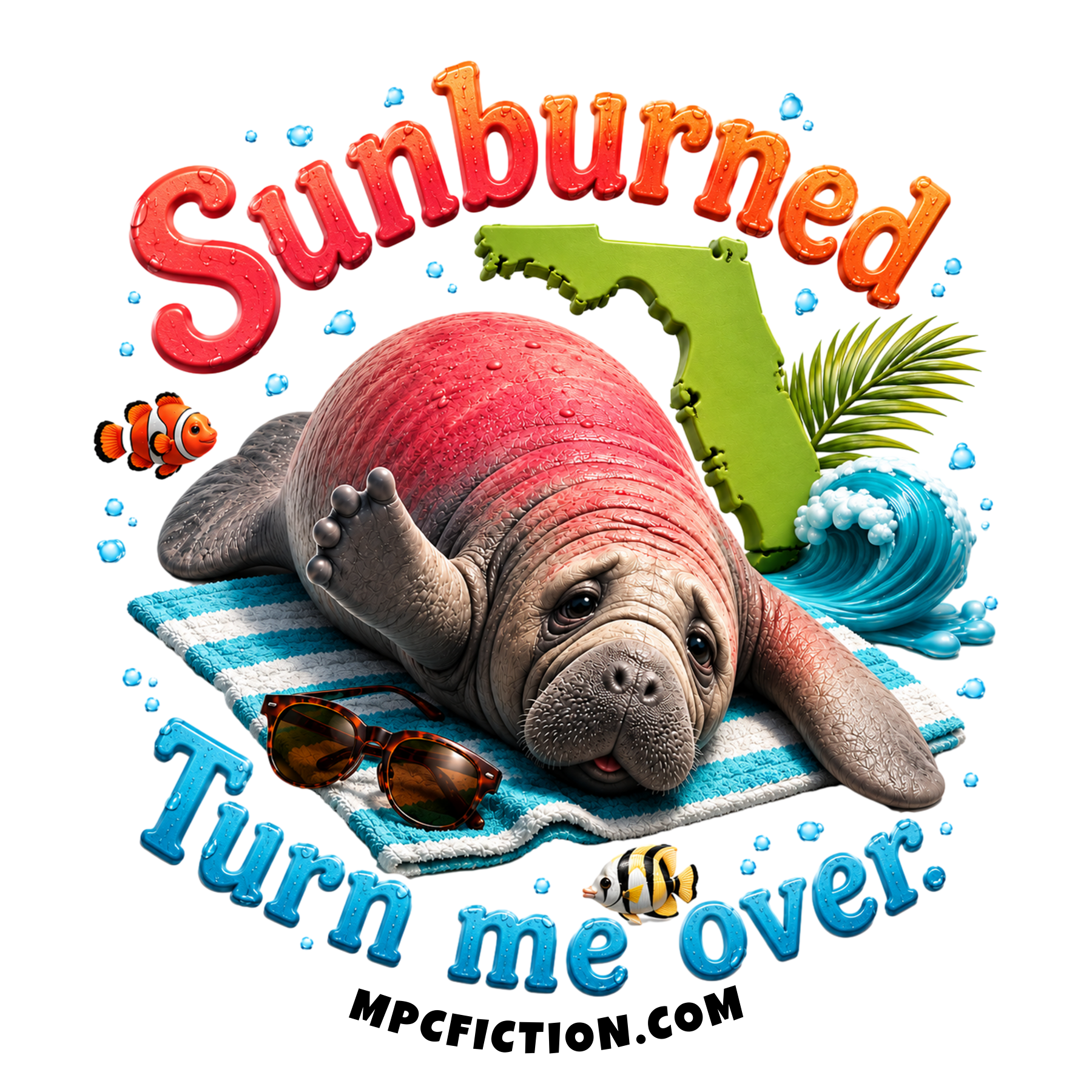 Sunburned Turn Me Over Funny Florida Souvenir Sticker Magnet Beach Gift for Florida Vacation Lovers