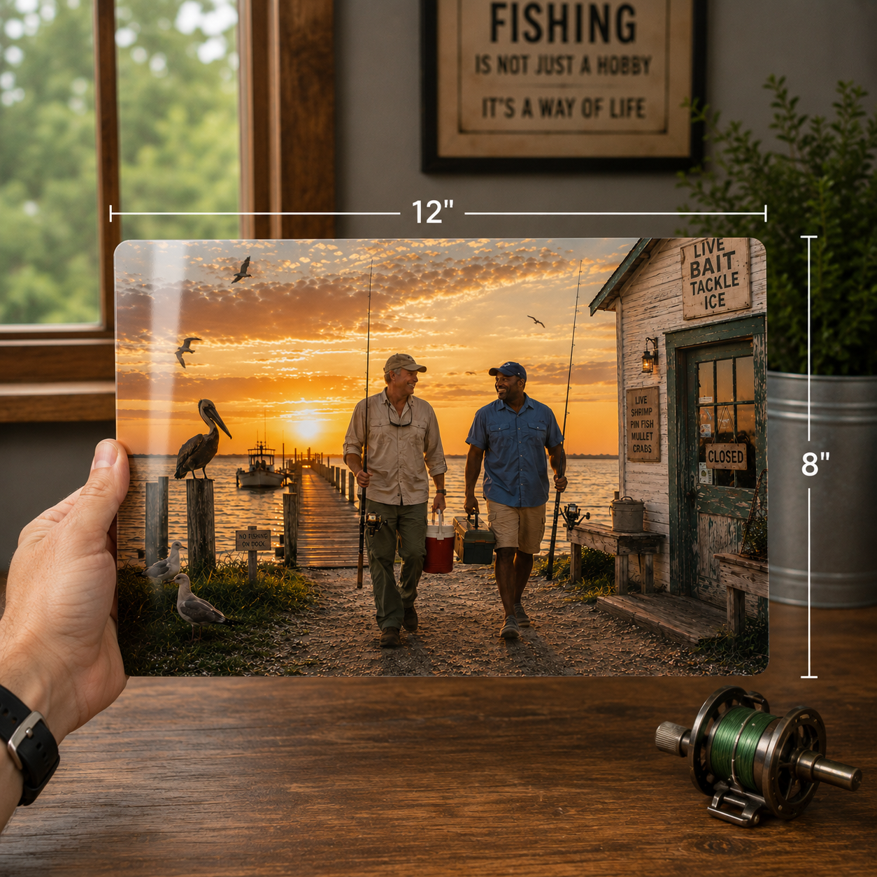 Lines Between Friends – Fishing Buddies Metal Wall Art | Coastal Fishing Decor