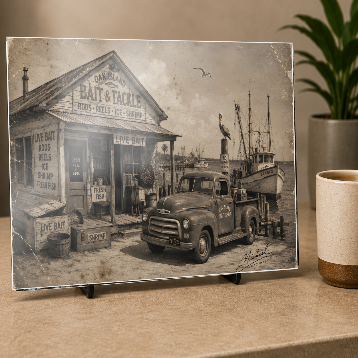 Oak Island Bait & Tackle – Vintage Florida Fishing Metal Wall Art