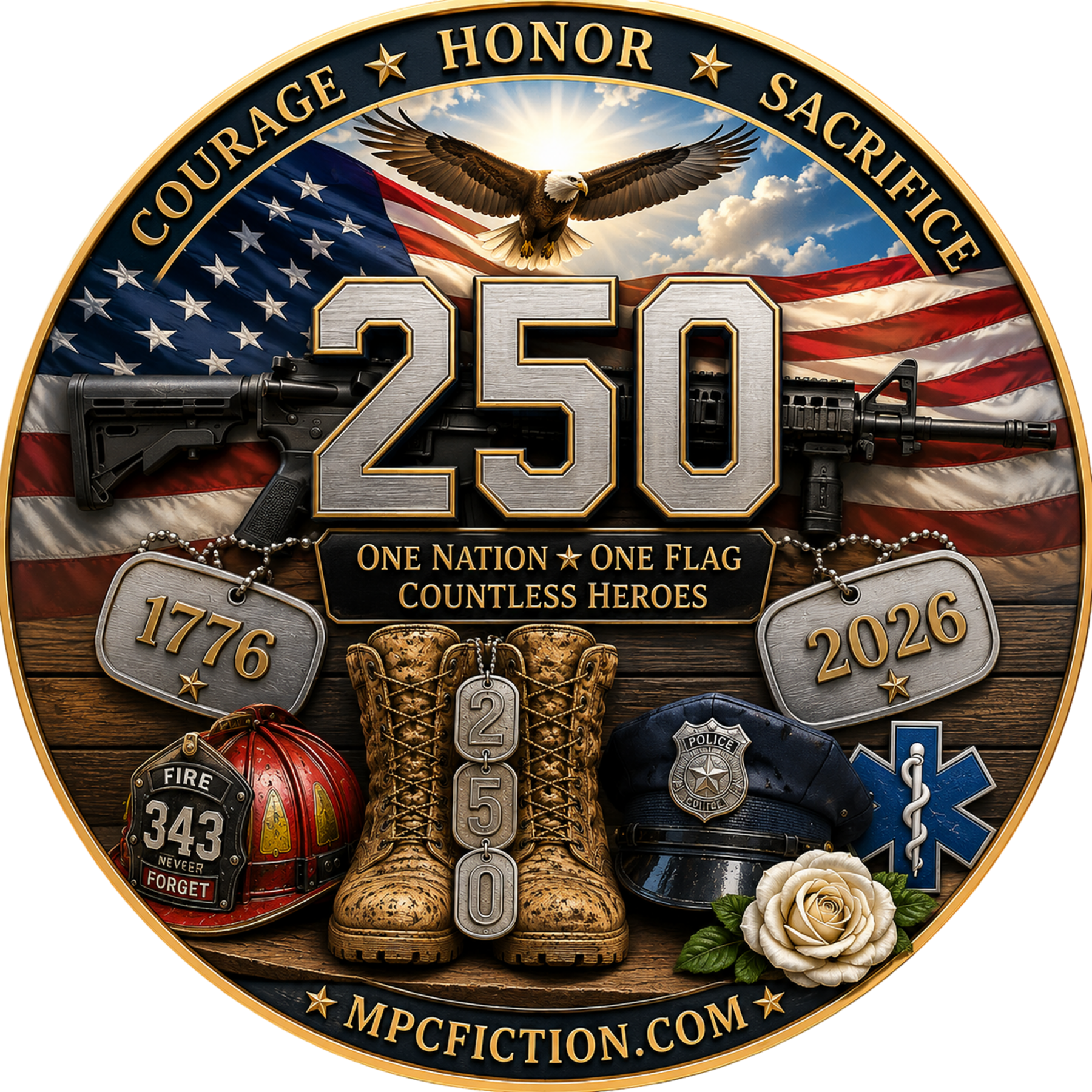 250th Anniversary Tribute Sticker Magnet Military Police Fire EMS Gift