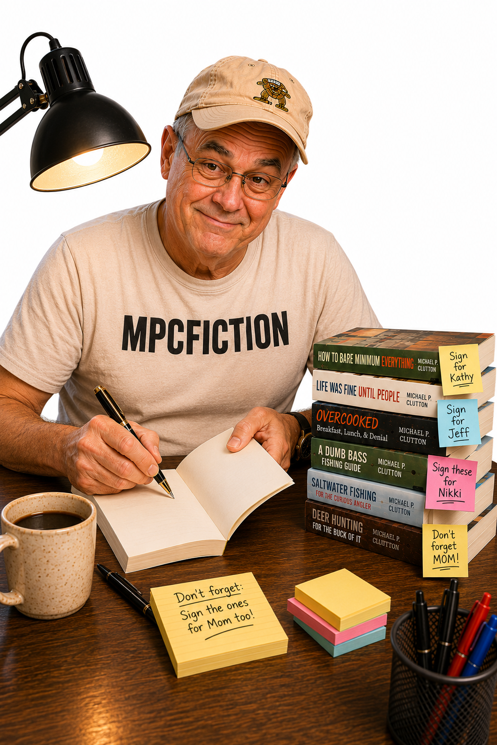 Michael Clutton signing books