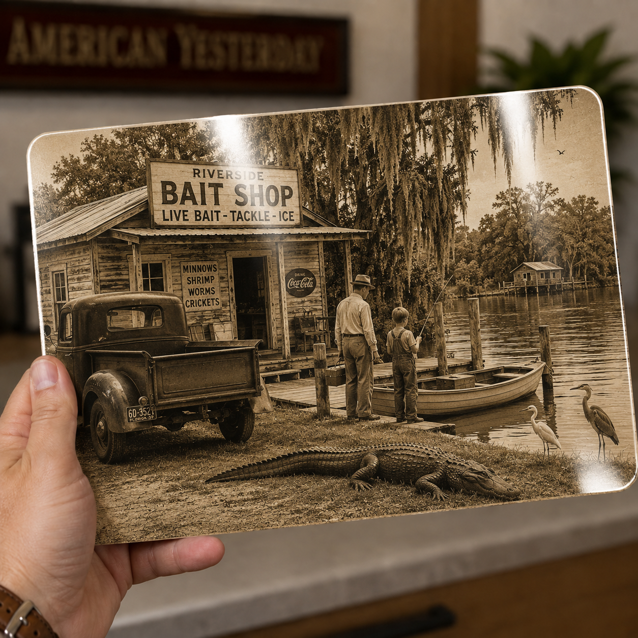 Saturday at Riverside – Vintage Florida Fishing Metal Wall Art