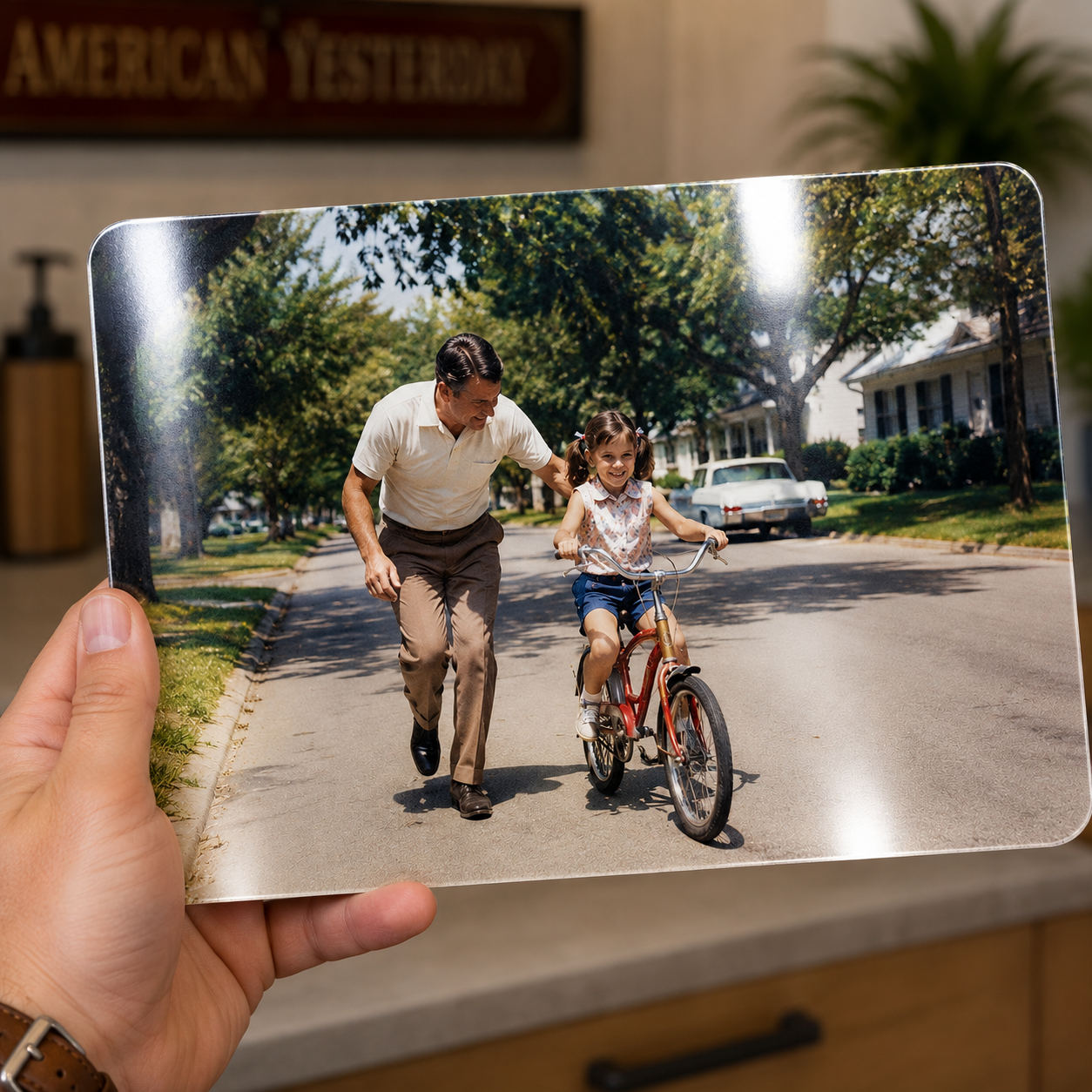First Ride – Nostalgic Father & Daughter Americana Metal Wall Art