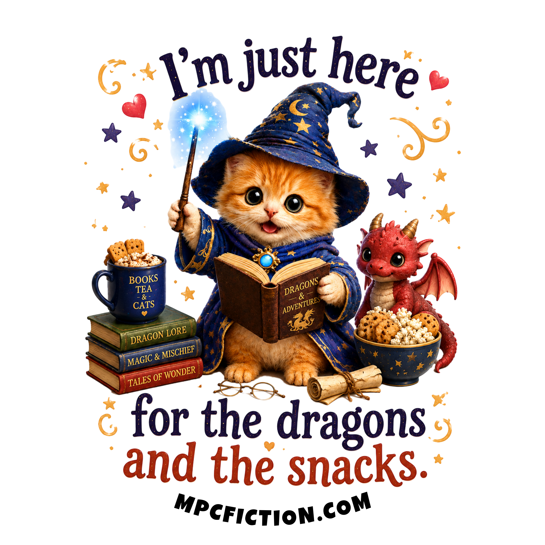 I'm Just Here for the Dragons and the Snacks Funny Bookish Gift for Fantasy Readers