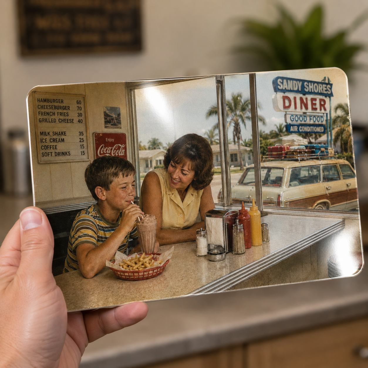 Summer at Sandy Shores – Nostalgic Americana Diner Metal Wall Art