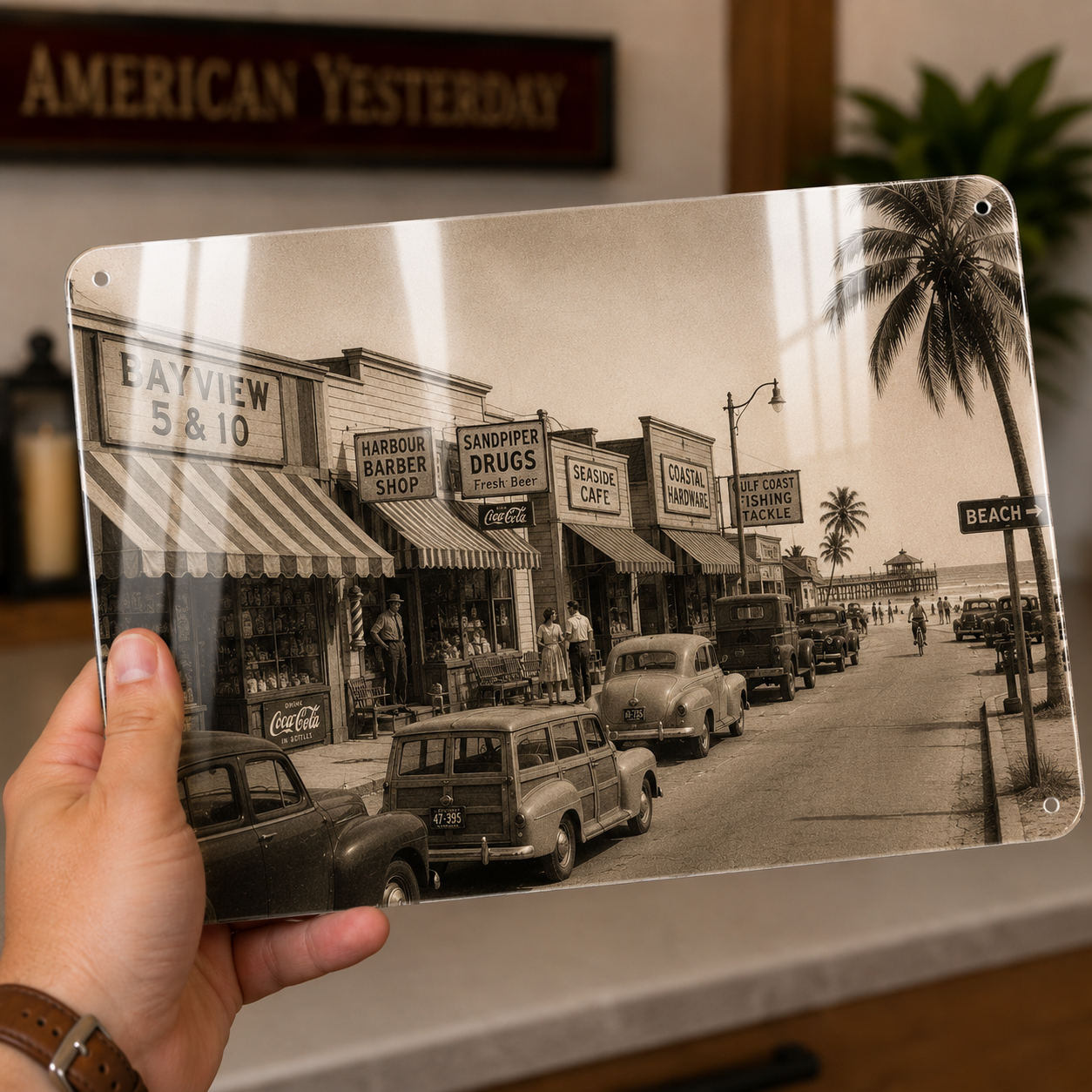 Beach Town – Old Florida Coastal Town Vintage Metal Wall Art