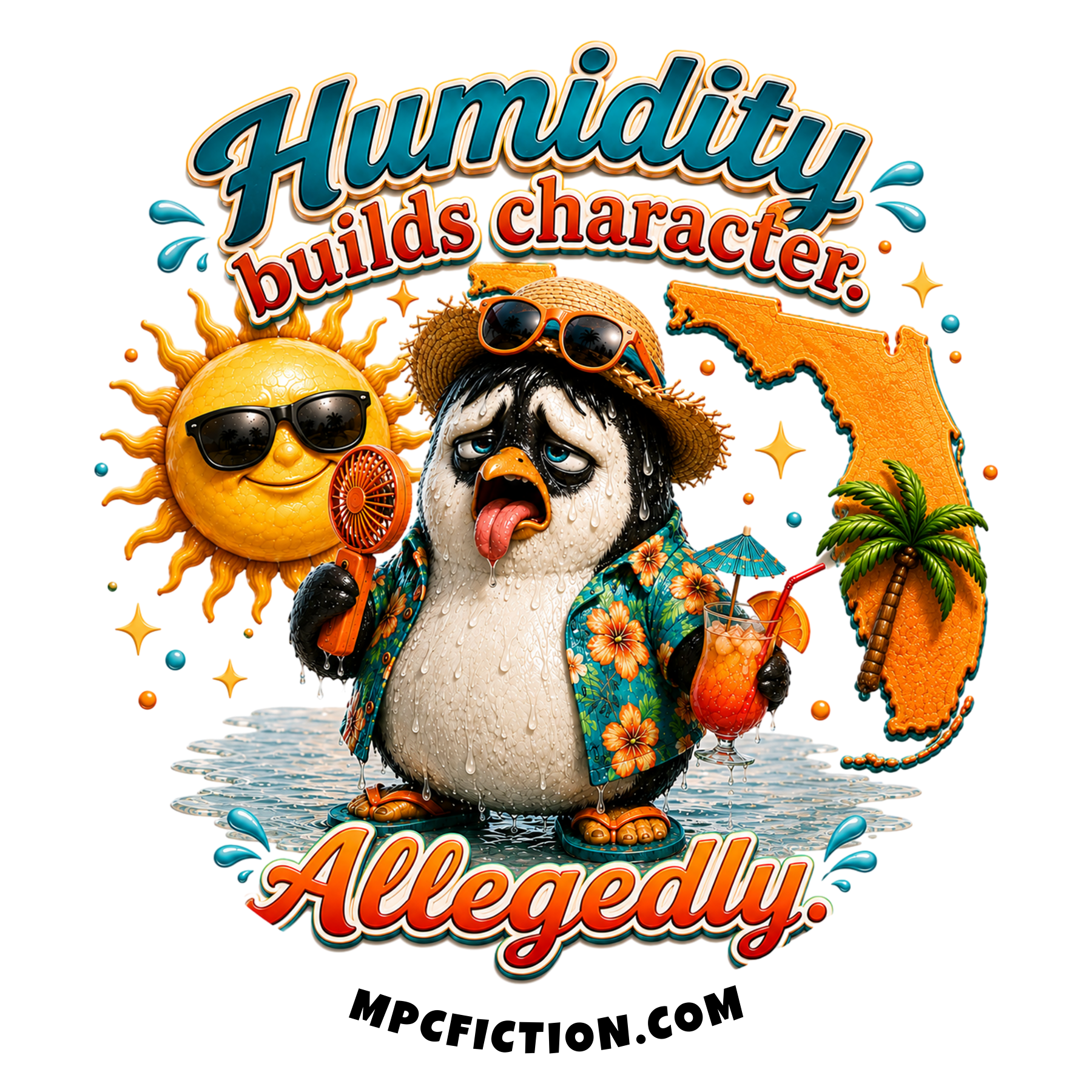 Humidity Builds Character Allegedly Florida Souvenir Sticker Magnet Funny Florida Gift for Locals and Snowbirds