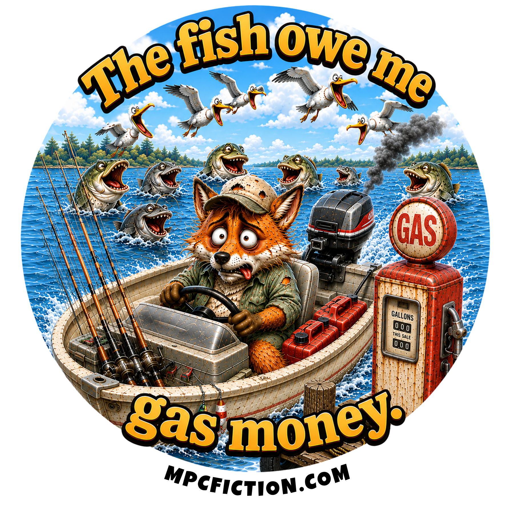 The Fish Owe Me Gas Money Funny Fishing Sticker Magnet Gift For Anglers