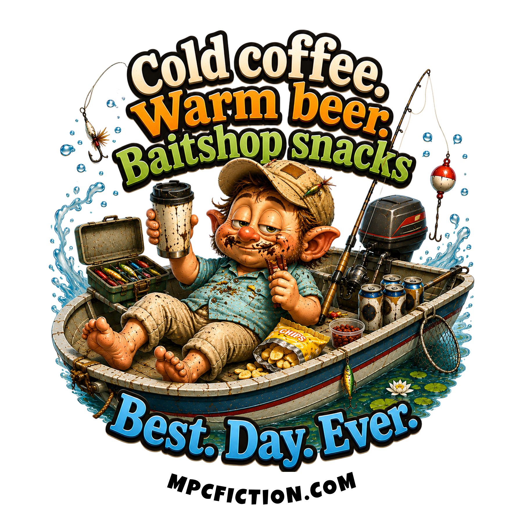 Cold Coffee Warm Beer Baitshop Snacks Funny Fishing Sticker Magnet Gift For Anglers