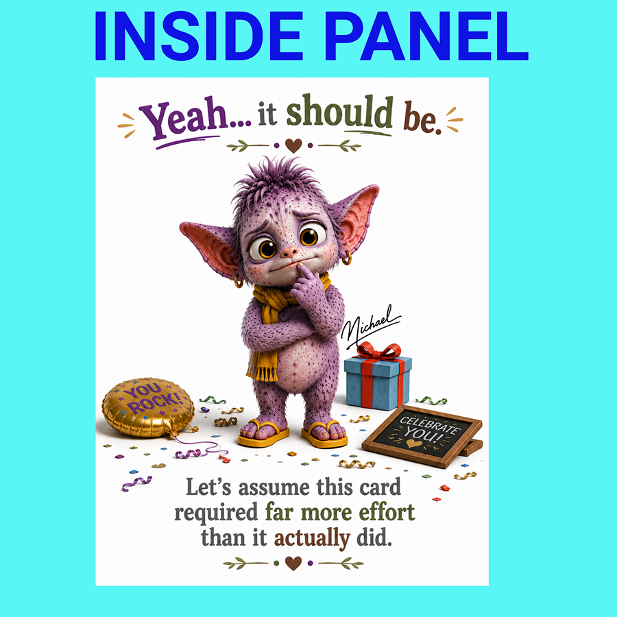Funny sarcastic birthday gift card.