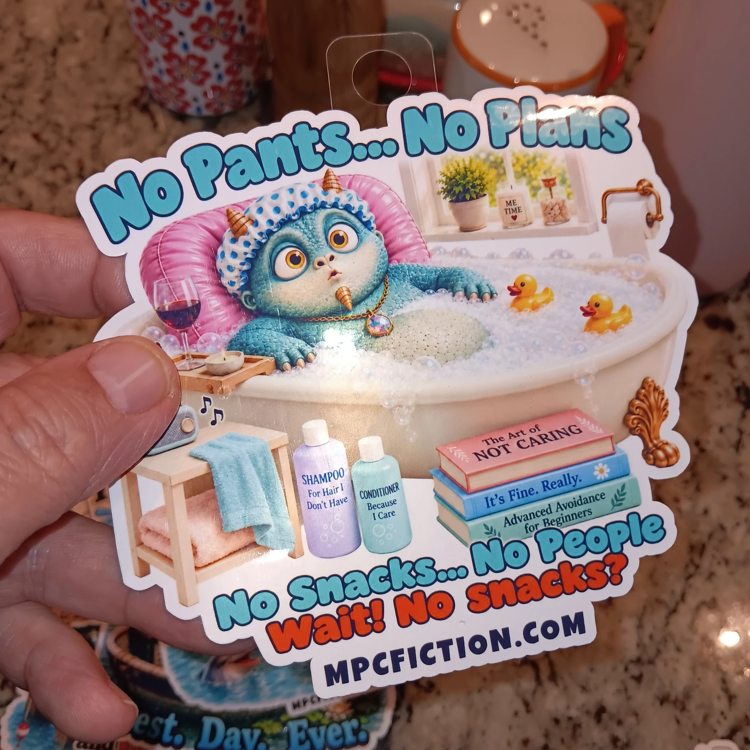 No Plans. No Pants. – Forgot Snacks Funny Sticker | Waterproof Collectibles