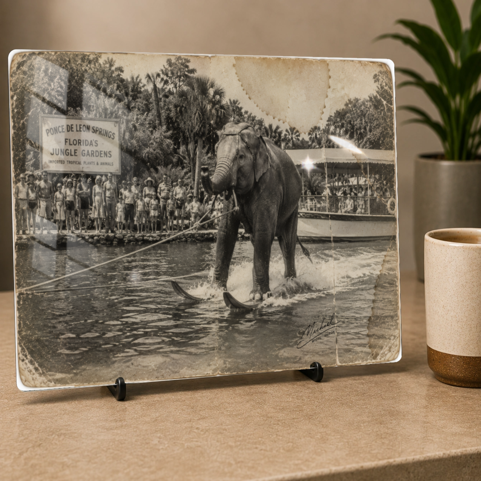 Florida Water Skier – Vintage Florida Elephant Metal Wall Art