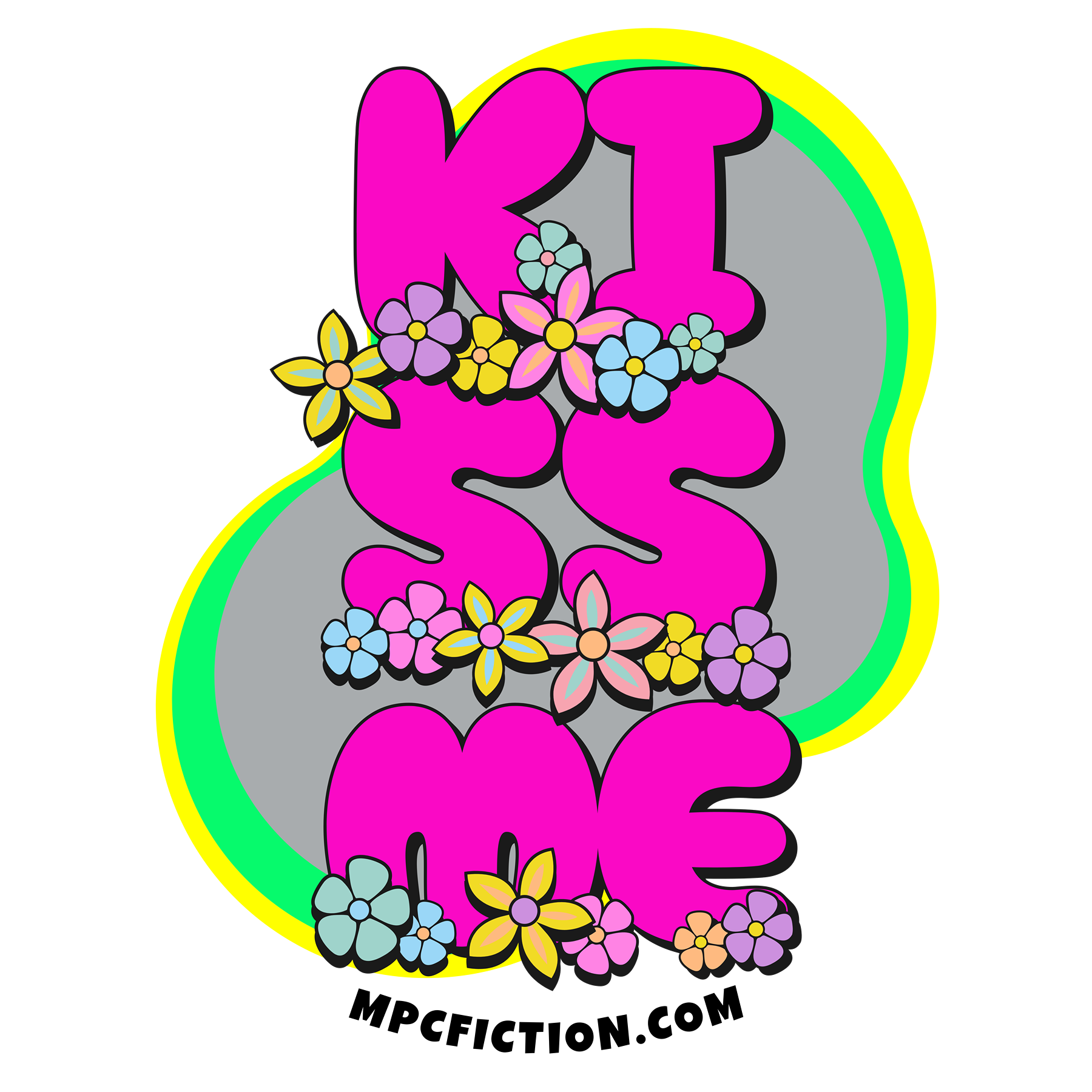 Kiss Me Sticker Magnet Retro Flower Power Fun Gift