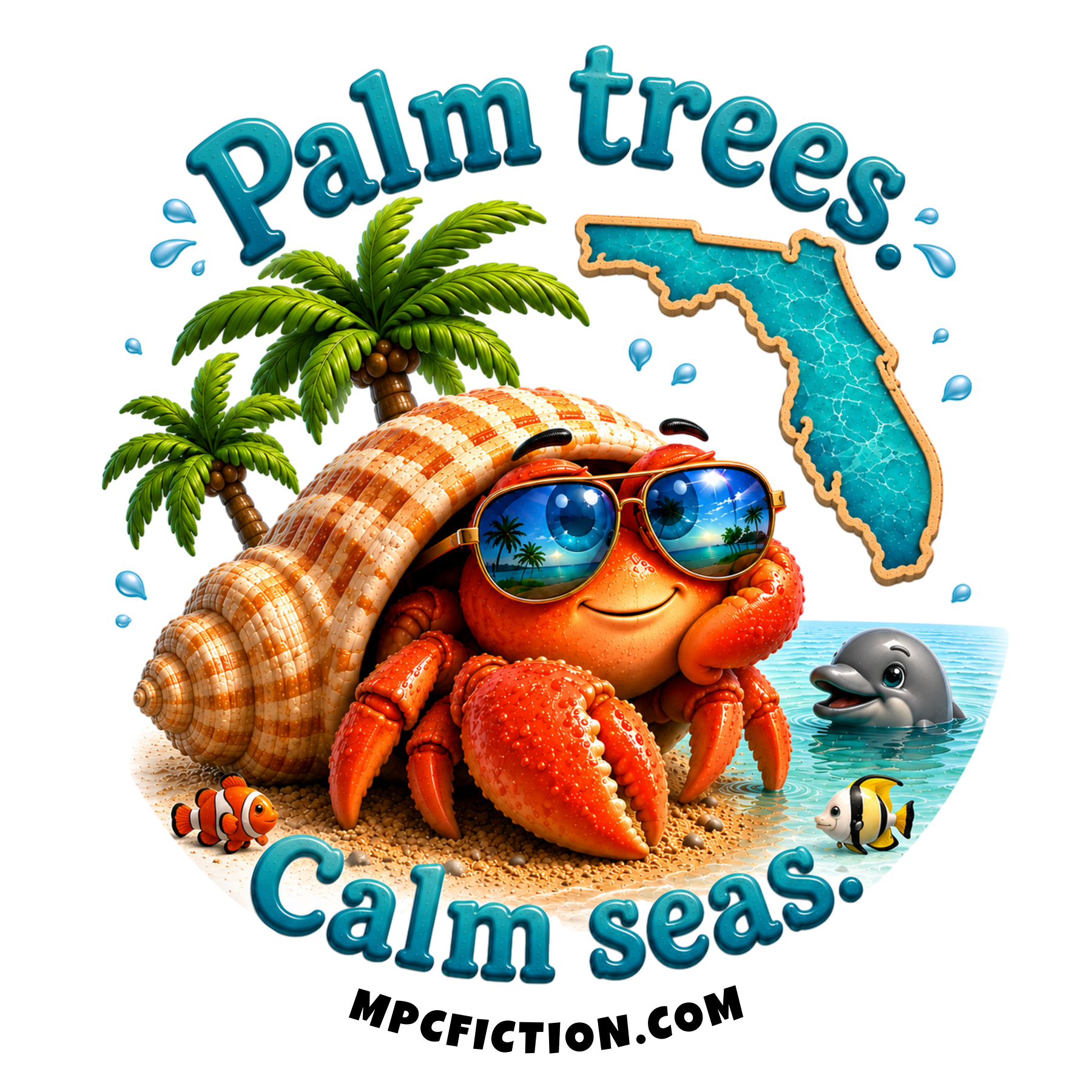 Palm Trees Calm Seas Florida Souvenir Sticker Magnet Sunny Beach Gift for Florida Lovers and Beach Life Fans