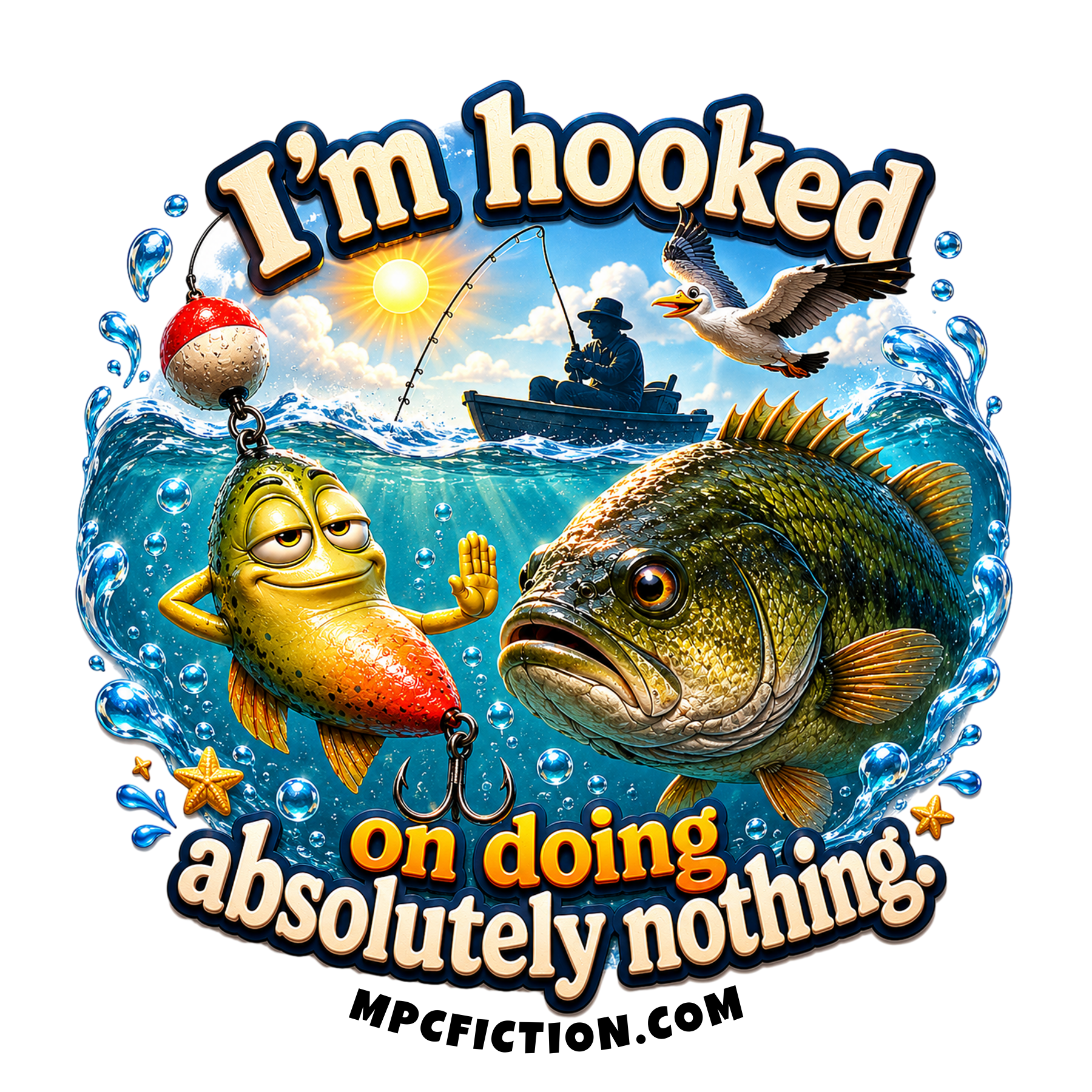 Hooked on Doing Absolutely Nothing Funny Fishing Sticker Magnet Gift For Anglers