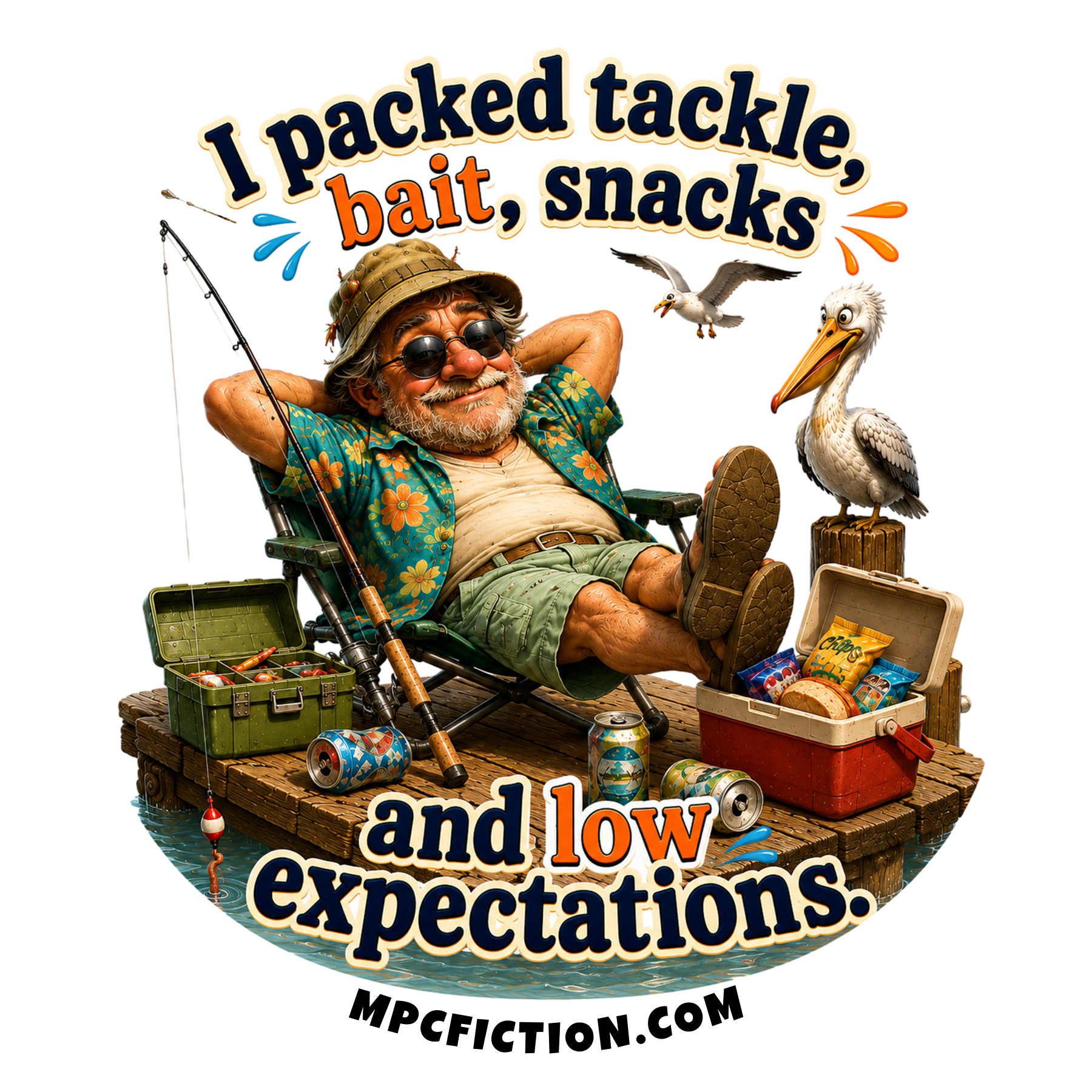 Tackle Bait Snacks and Low Expectations Funny Fishing Sticker Magnet Gift for Anglers