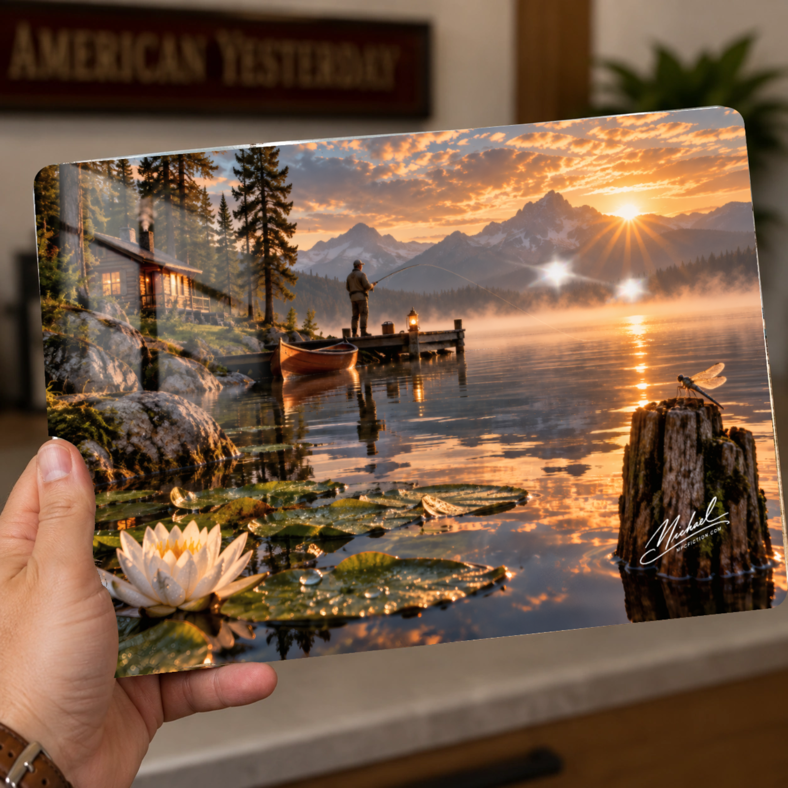 A Line Through the Light | Mountain Lake Fishing Wall Art