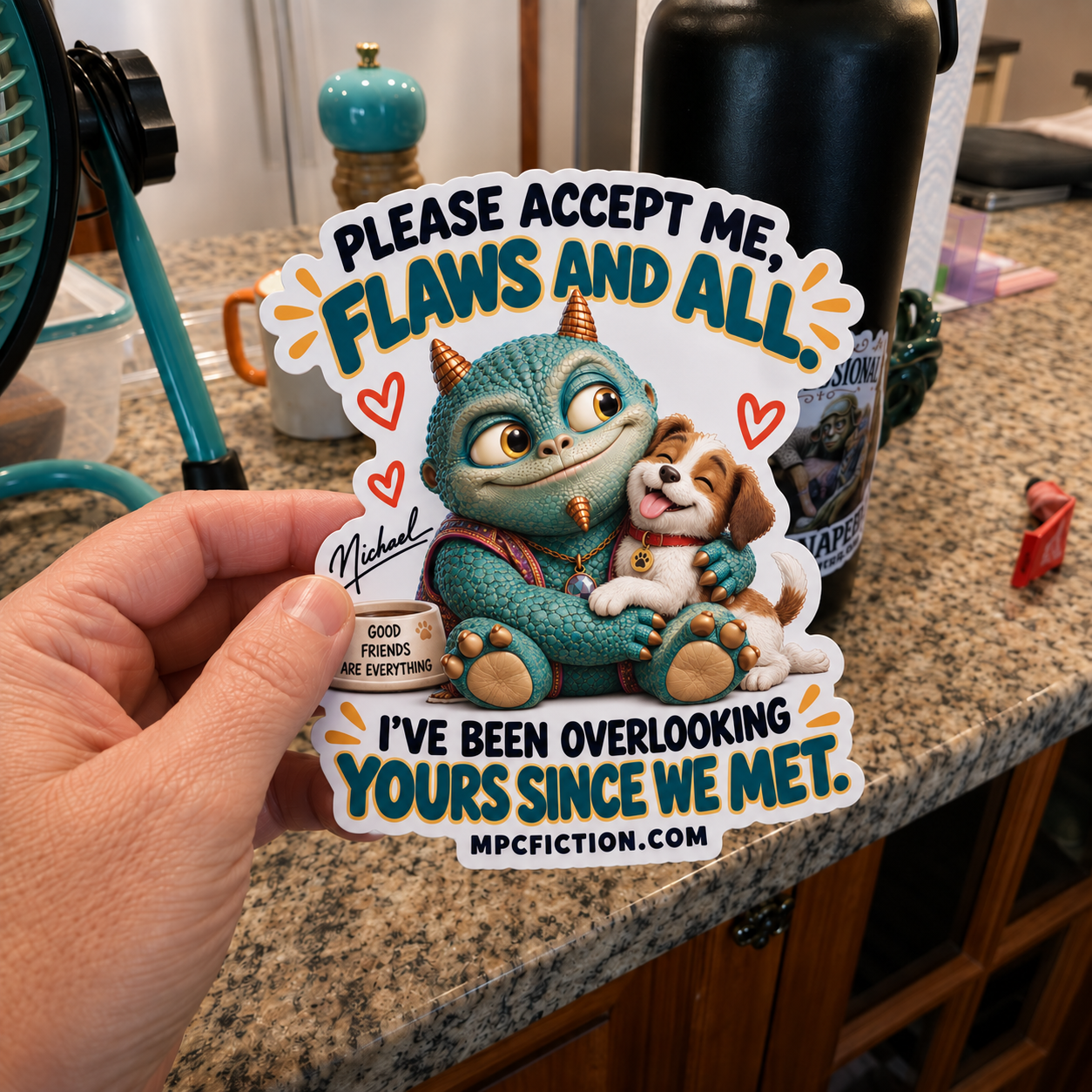 Flaws and All – Funny Relationship Humor Sticker | Waterproof Collectibles