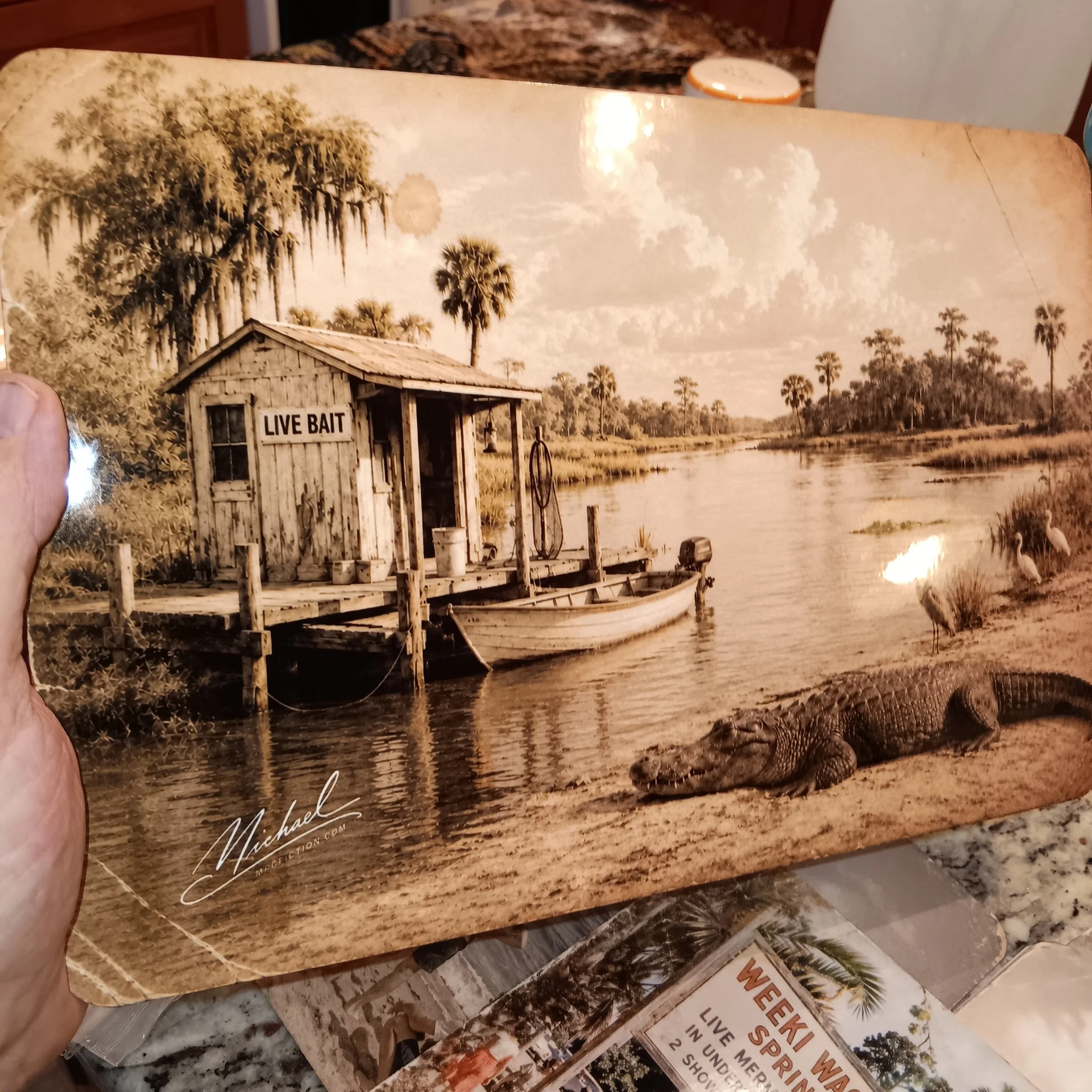 Backwater Bait – Vintage Old Florida Bait Shack & Alligator Metal Wall Art