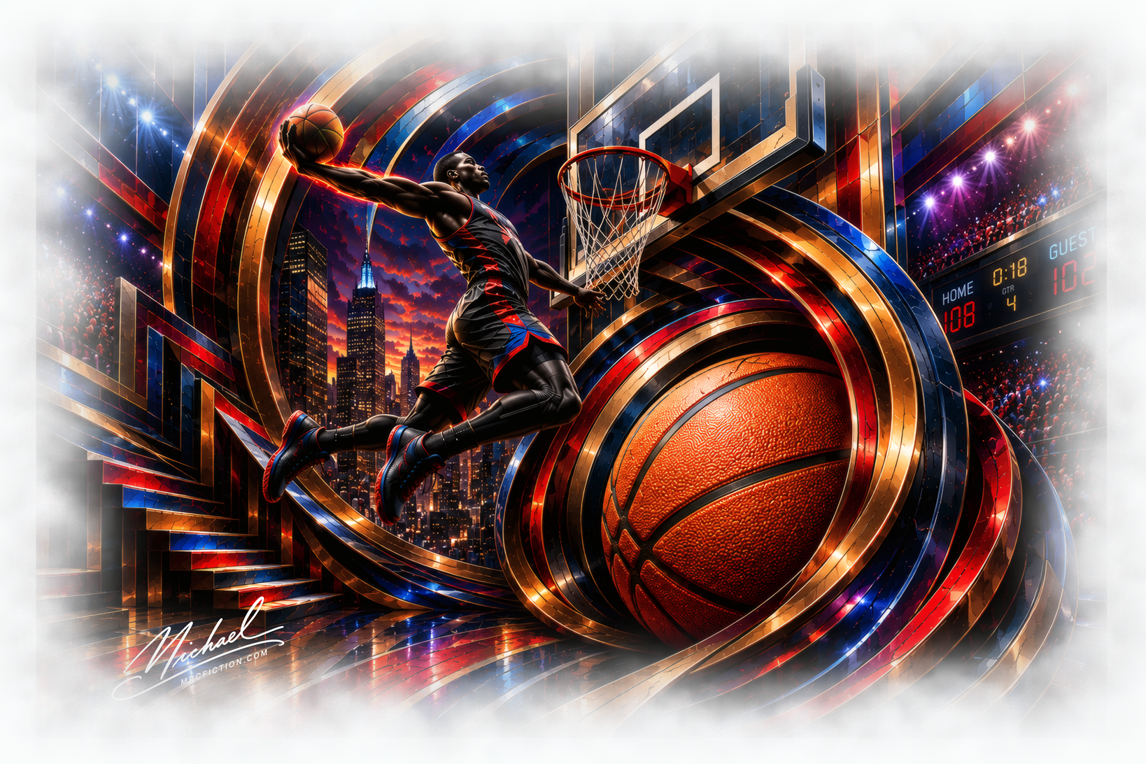 Courtside Energy – Basketball Graphic T-Shirt | Sports Art Tee