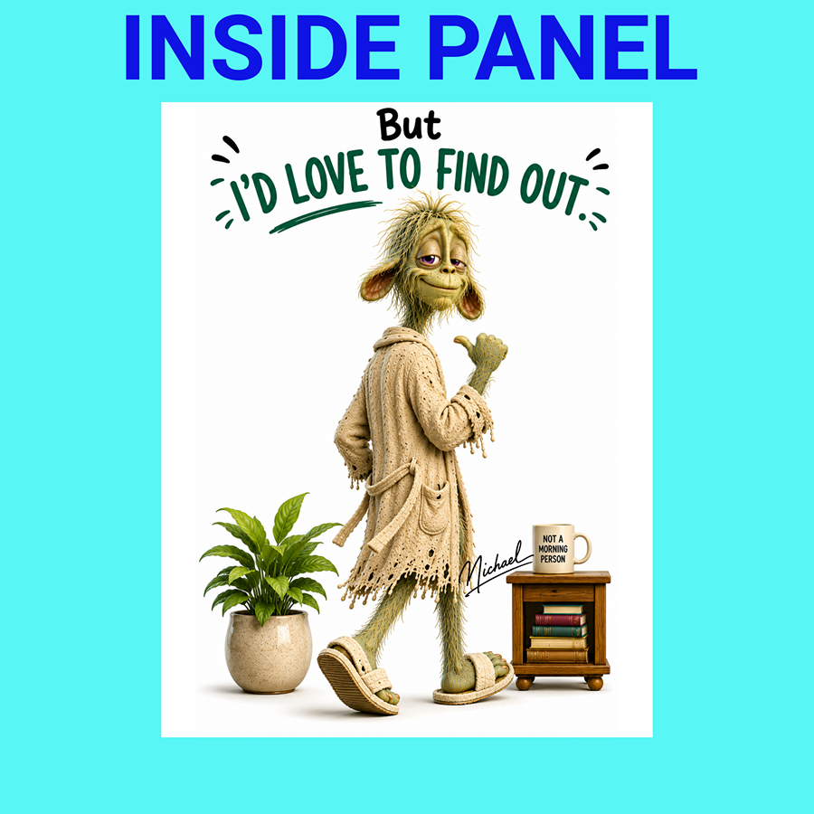 Funny friendship gift card with sarcastic inside punchline.