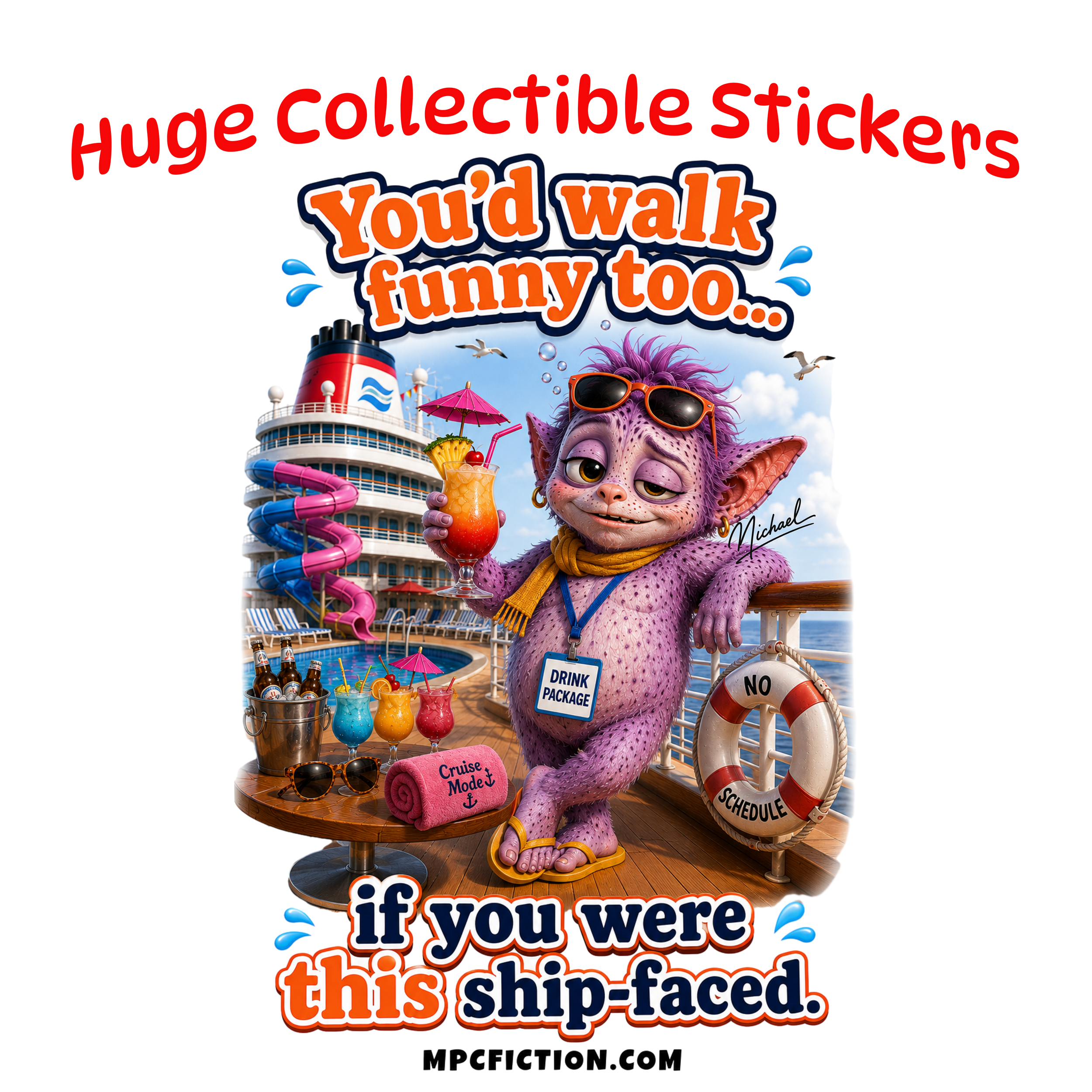 Ship-Faced funny cruise vinyl sticker