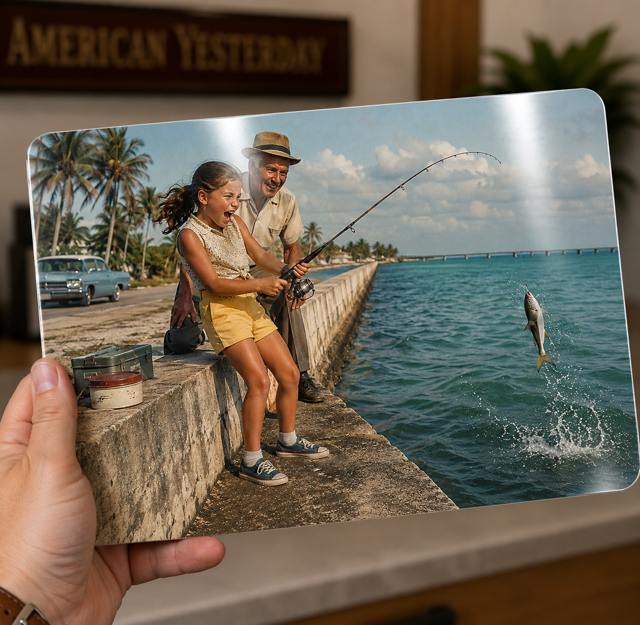 Hooked – Vintage Florida Fishing Metal Wall Art & Coastal Fishing Decor