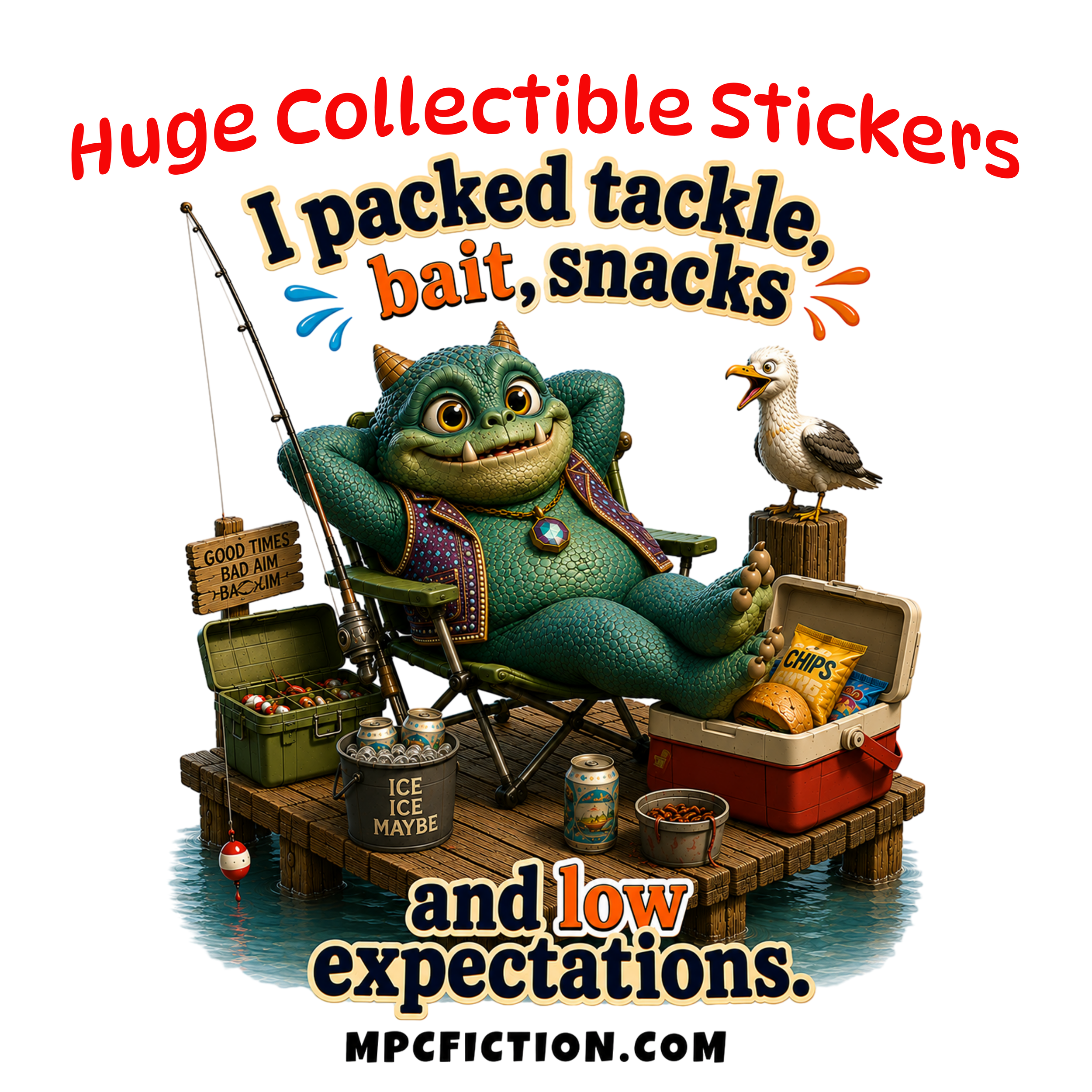 Low Expectations funny fishing vinyl sticker