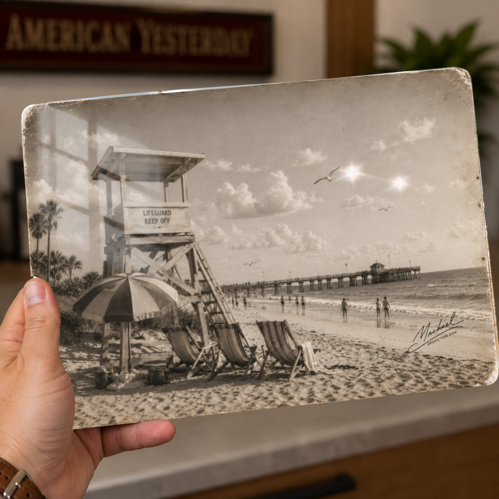 Days At The Pier – Vintage Florida Beach & Fishing Pier Metal Wall Art