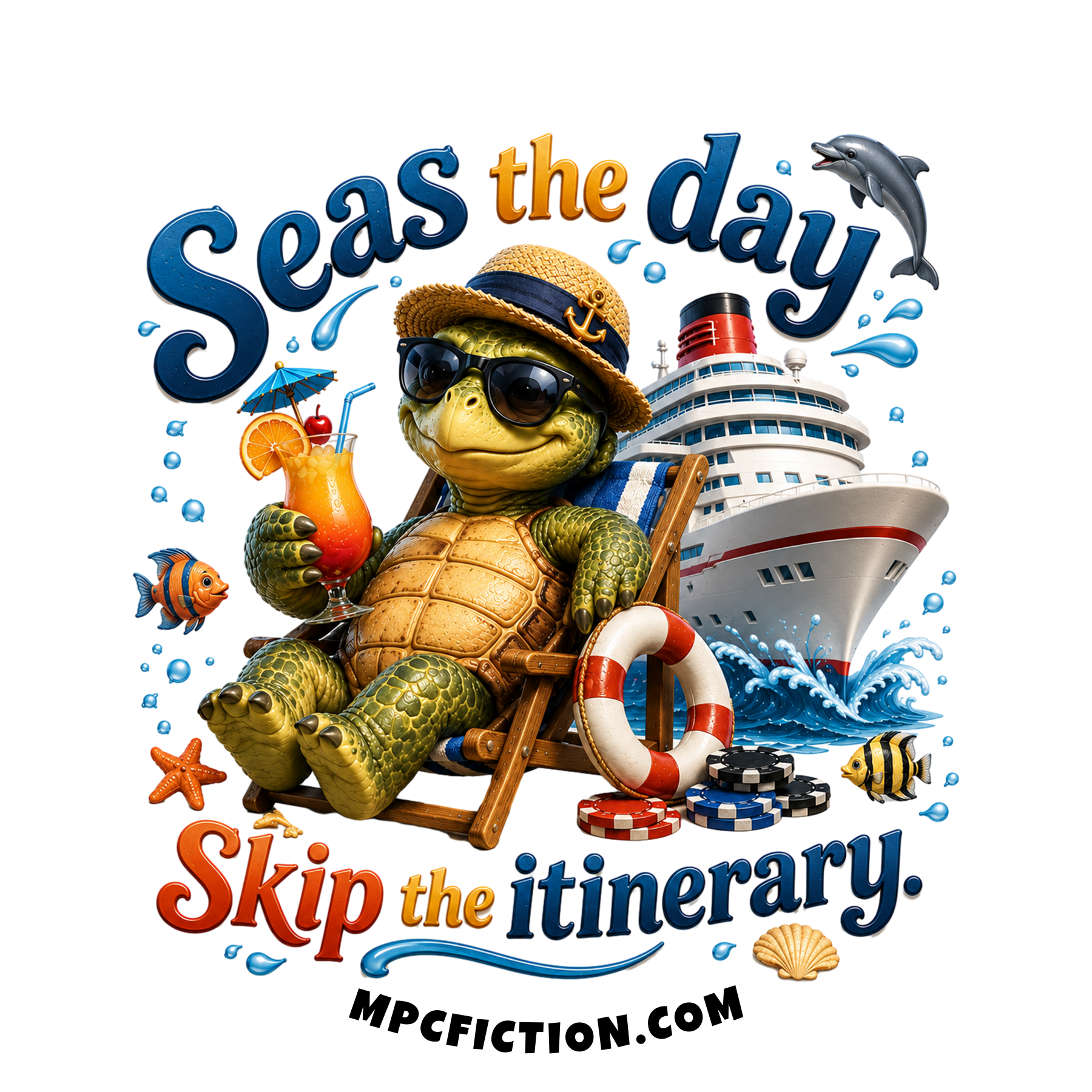 Seas the Day Skip the Itinerary Sticker Magnet Funny Cruise Gift for Cruise Lovers