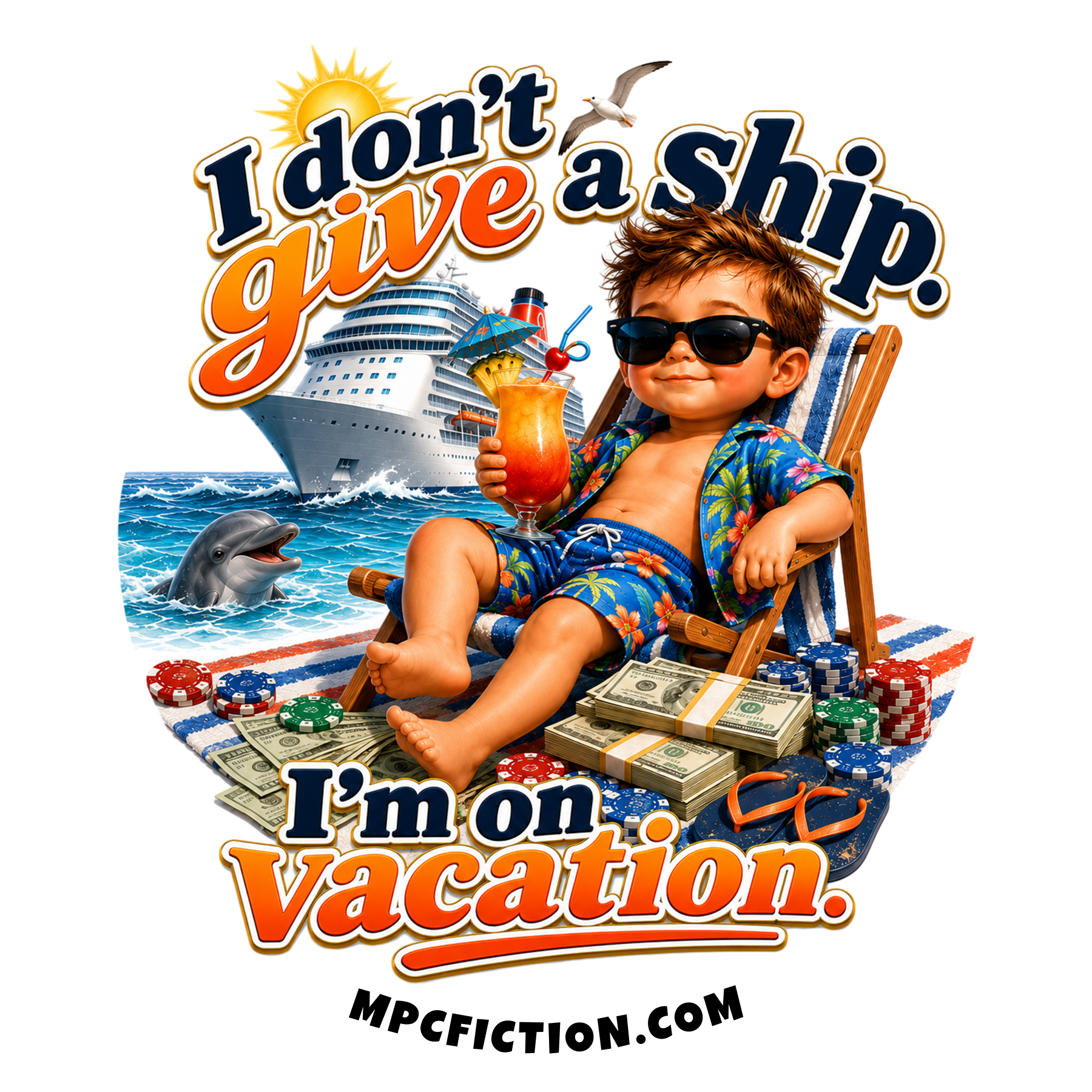 I Don't Give a Ship I'm on Vacation Cruise Life Sticker Magnet Funny Gift For Cruise Lovers