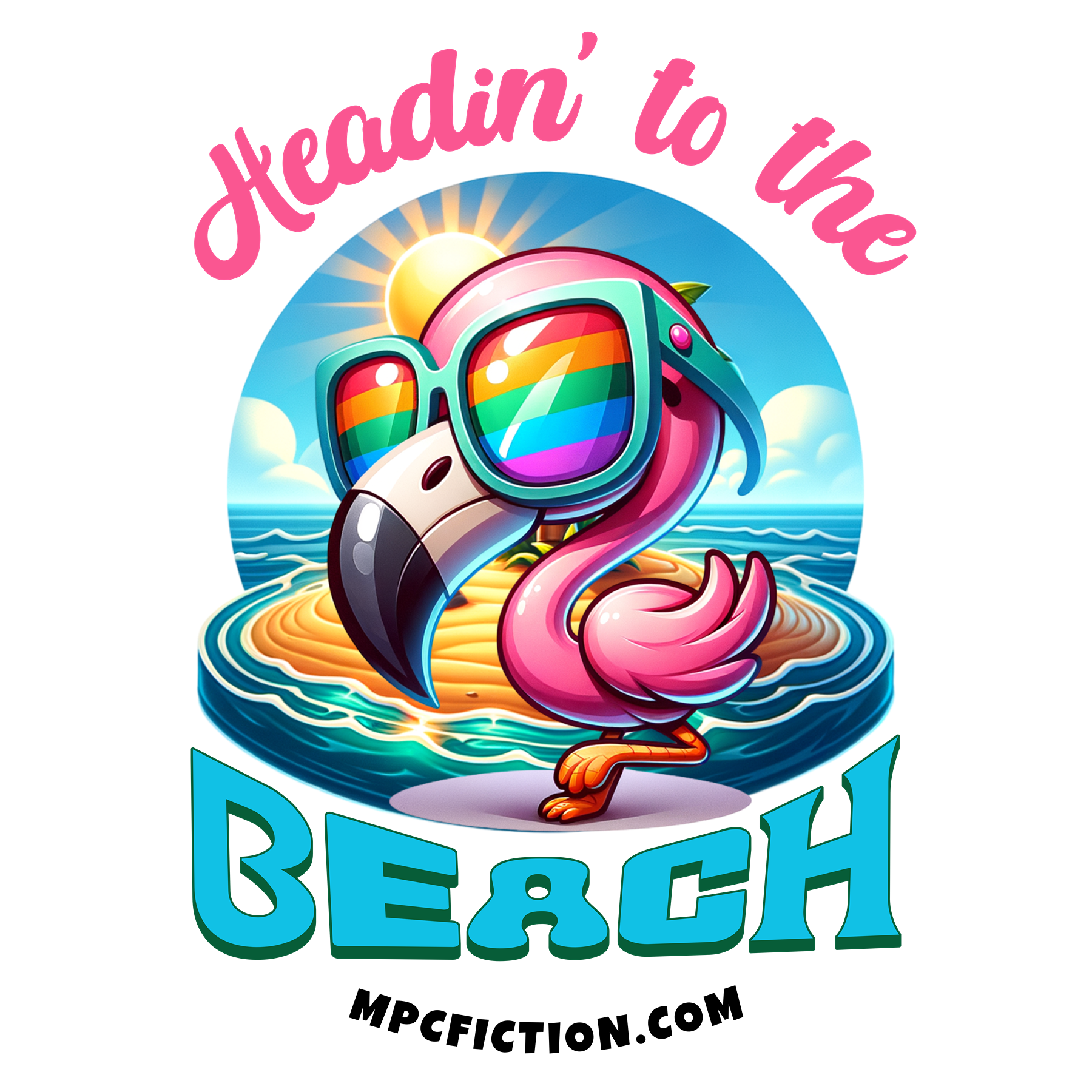 Headin to the Beach Funny Flamingo Sticker Magnet Beach Gift for Beach Lovers