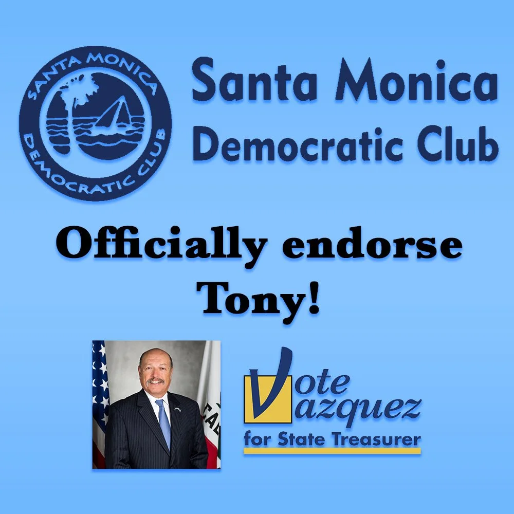 I am grateful to have the endorsement of my local Santa Monica Democratic Club! Thank you for your trust and support! Another key endorsement down. Stay tuned for more. 👊🏼 #VoteVazquez2026