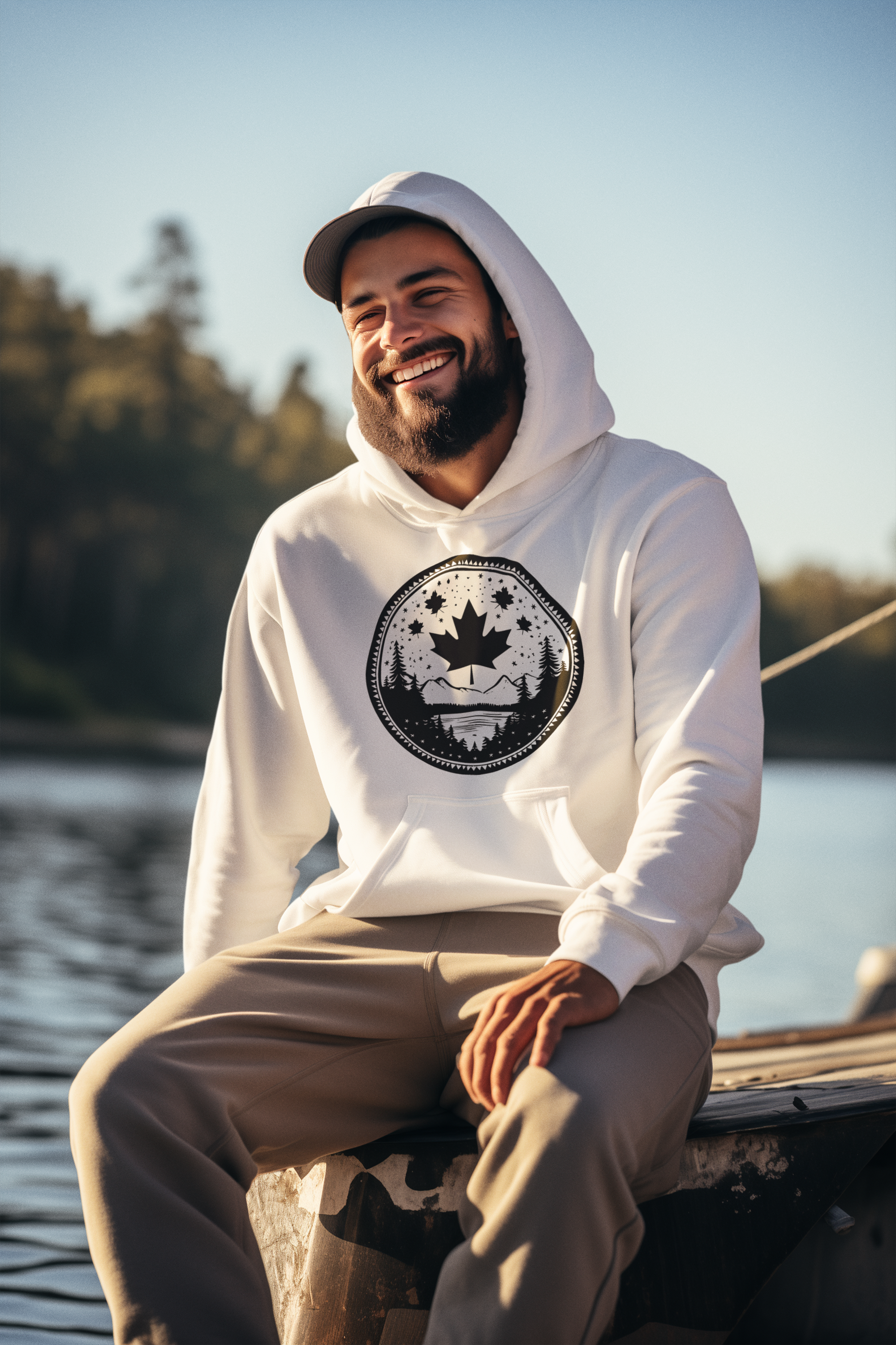pullover-hoodie-mockup-of-an-ai-created-bearded-man-smiling-near-a-lake-m37782.png